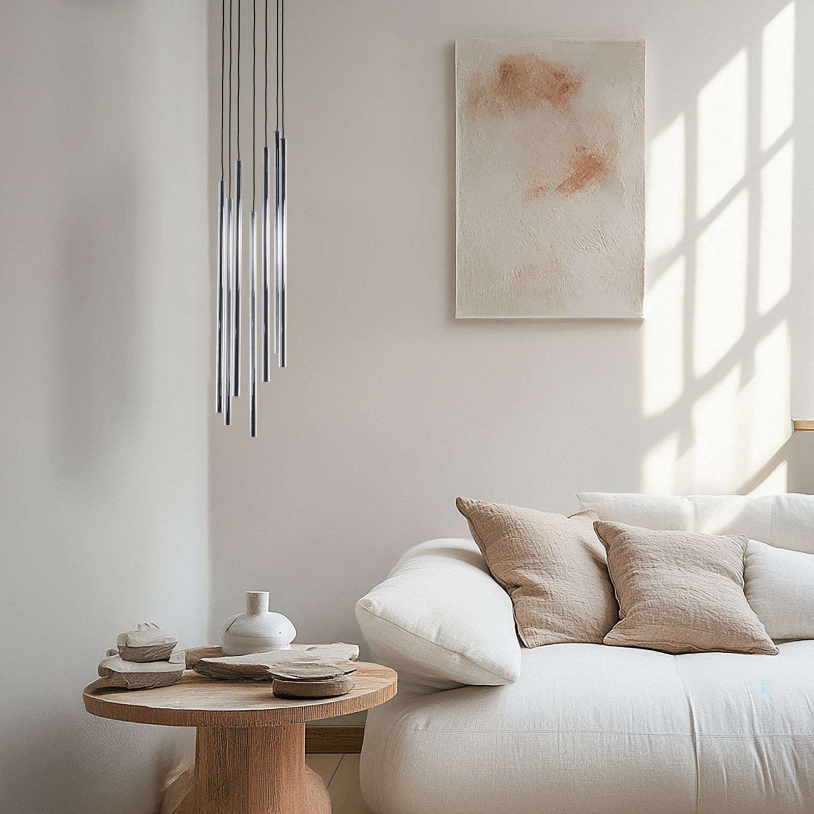 Hängeleuchte Sopel Lux, 7-flammig, rund, schwarz/silber, G9
