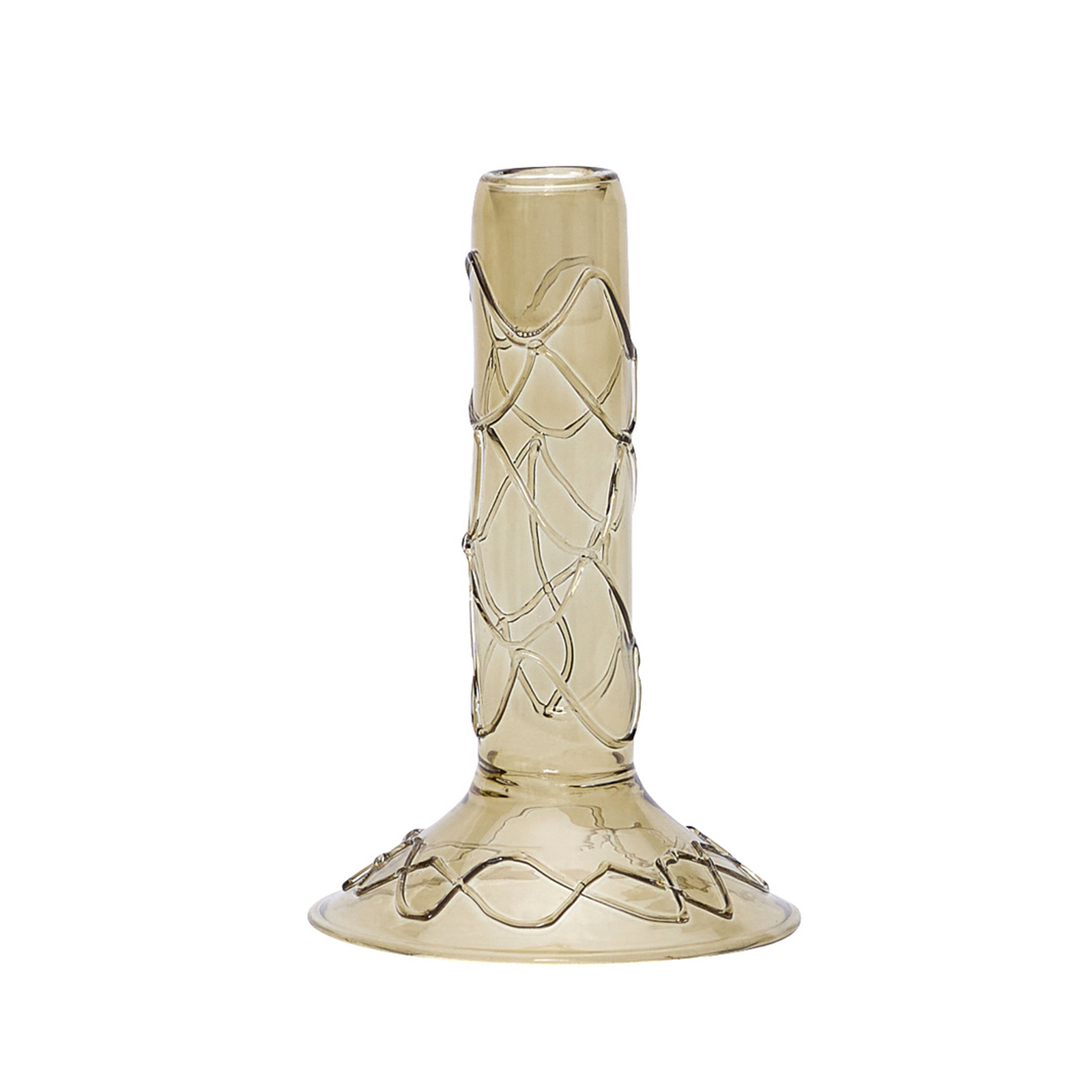 Portavelas Doodle verde oliva, 17 cm de altura - Hübsch