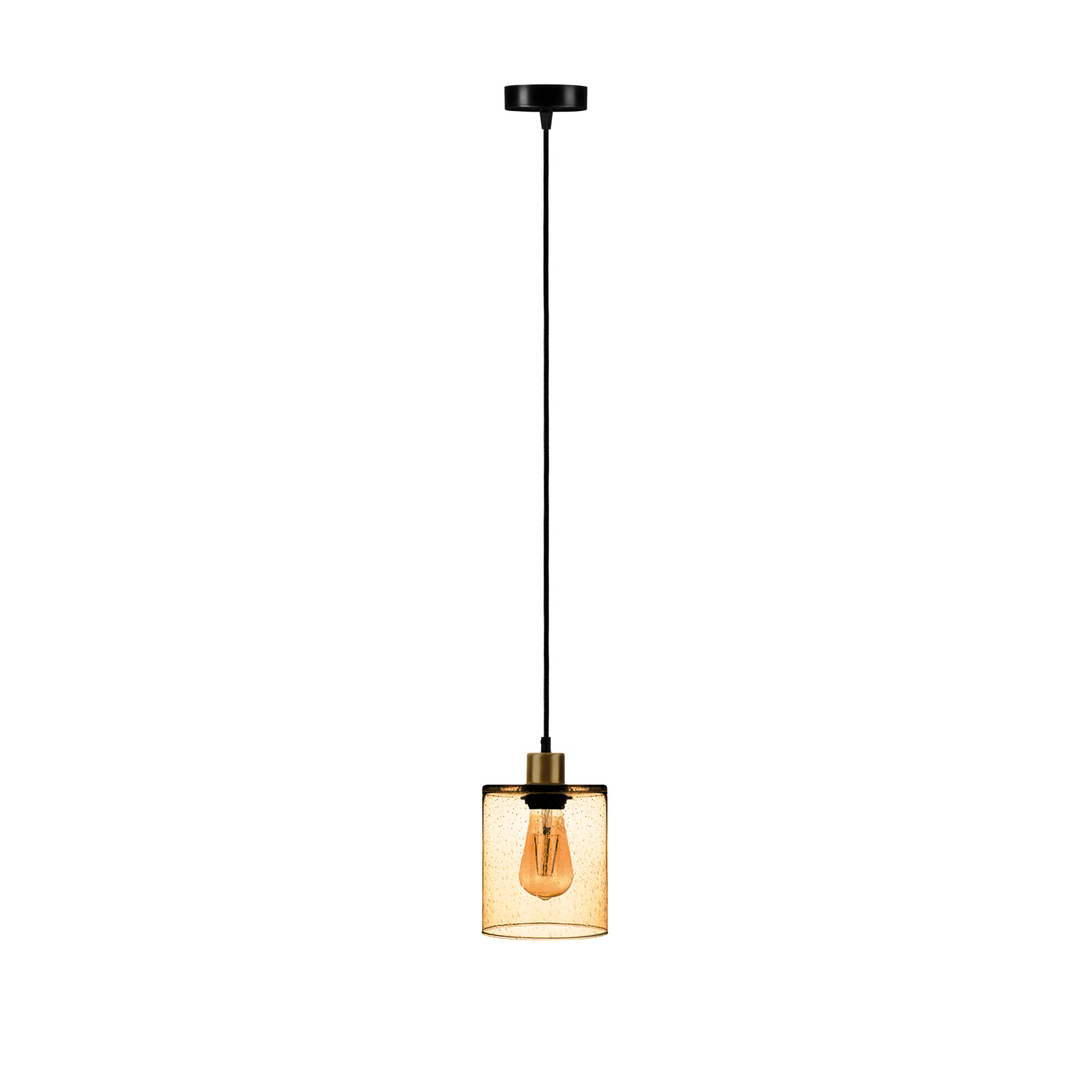 Soda hanging light with yellow glass shade Ø 15cm