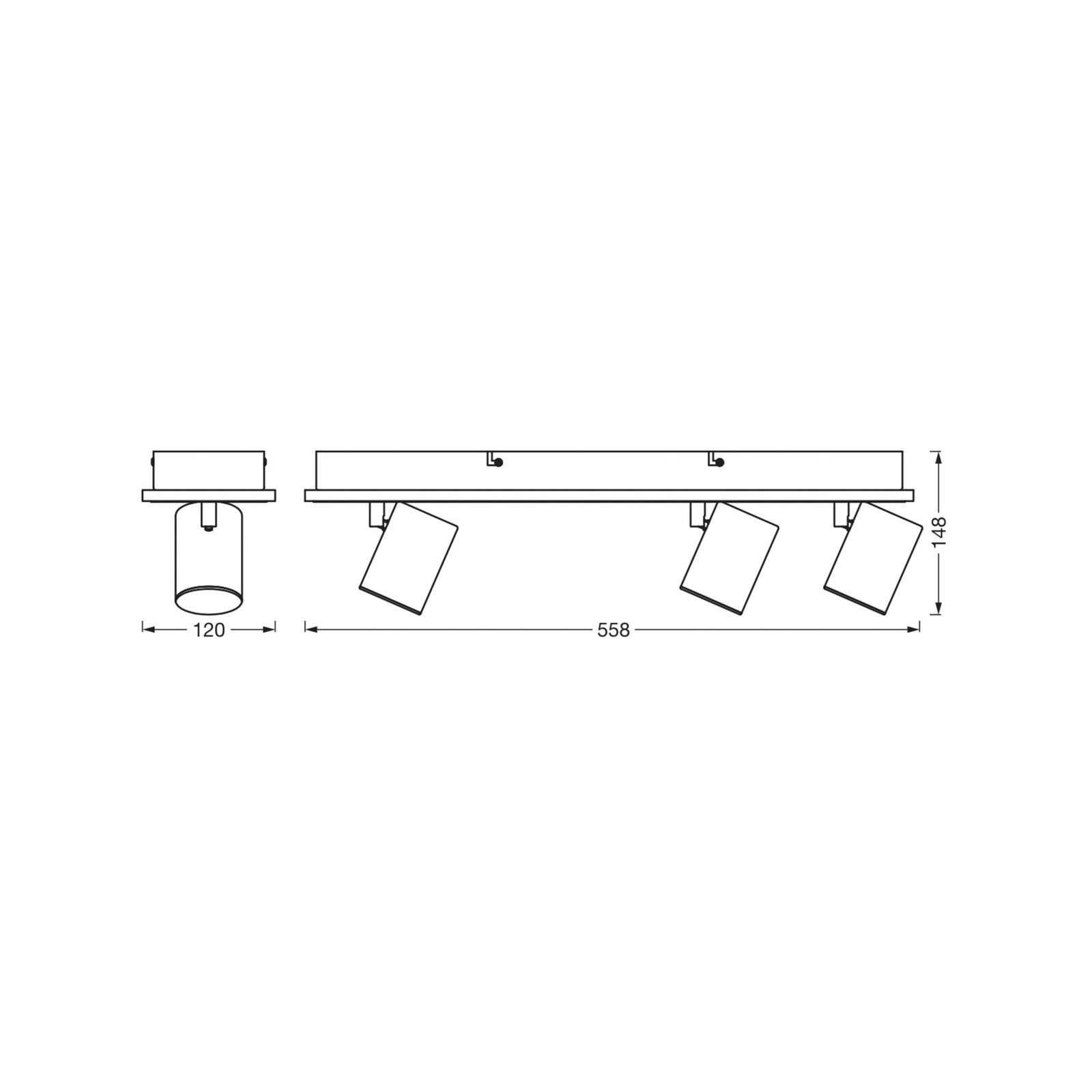 OSRAM LED-Deckenstrahler MARS CLICK-SELECT, 3 Spots, schwarz