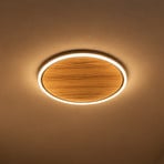LED plafondlamp Havana S, eikenhout met knoesten/metaal, Ø 38 cm