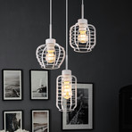 Lampă suspendată Nesa, Ø 37 cm, alb/crom, metal, cu 3 becuri