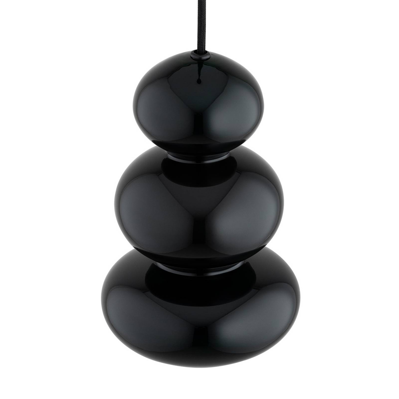 Żyrandol Oman, czarny błyszczący, szkło, Ø 14 cm