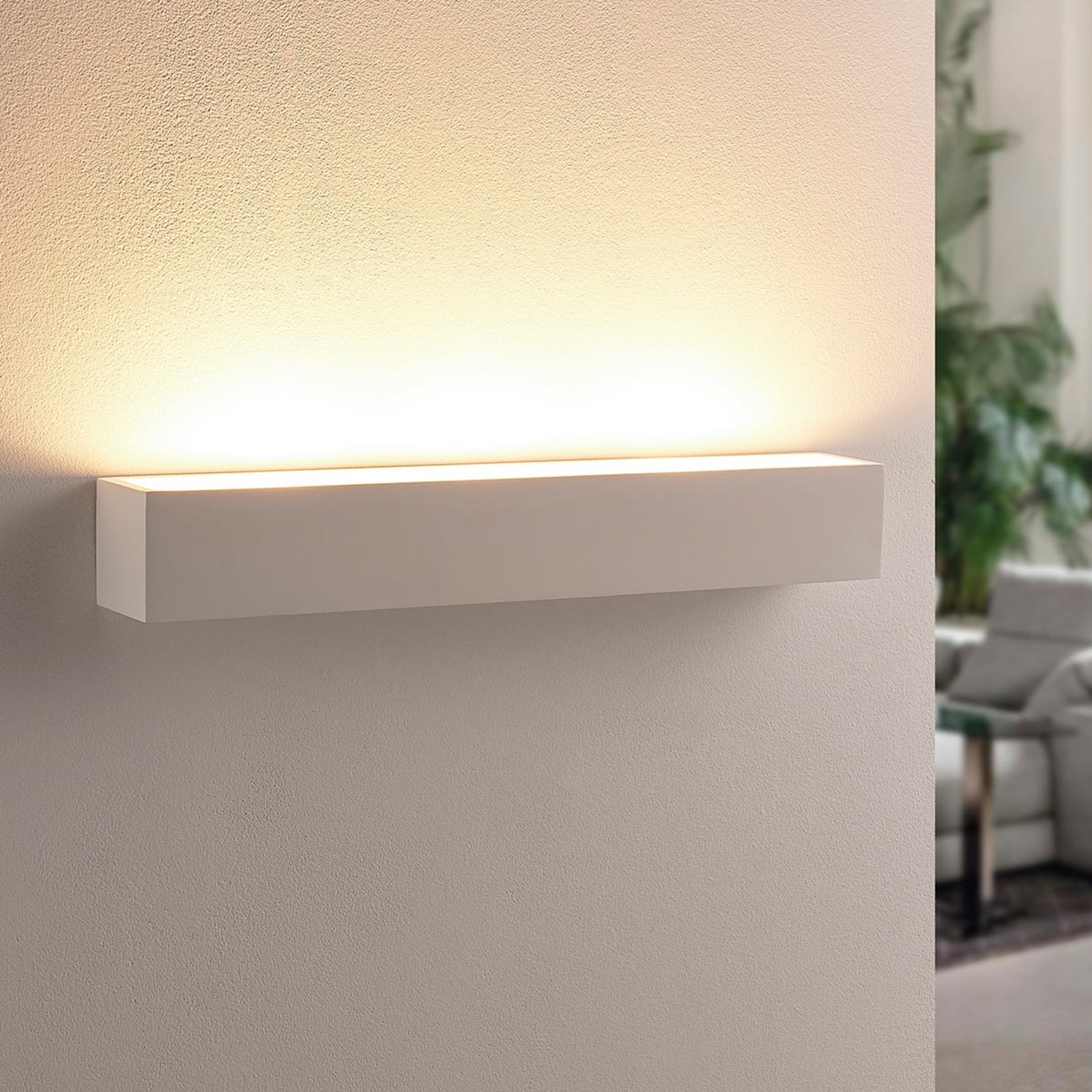 Santino fehér LED fali lámpa gipszből, szögletes