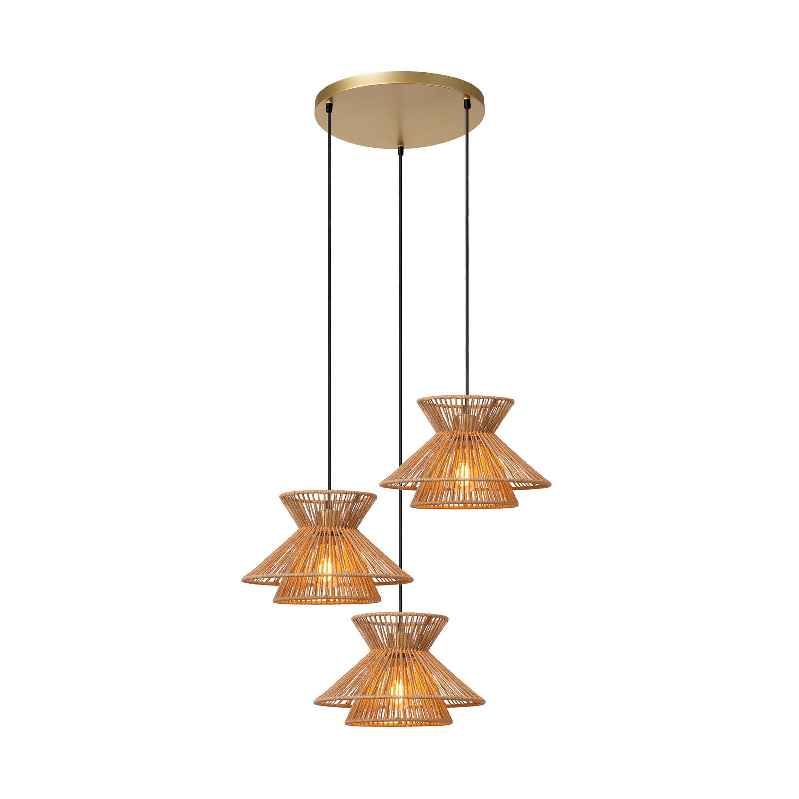 Hängeleuchte Tasman, Länge 61 cm naturfarben, Papier, 3-flg.