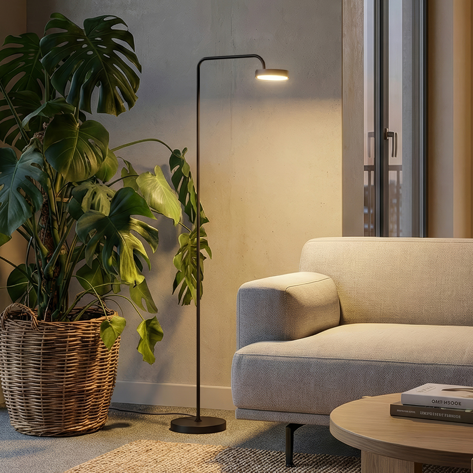 Lampa stojąca LED Nivo, czarna, wysokość 120 cm, ściemniacz 50° – Sigor