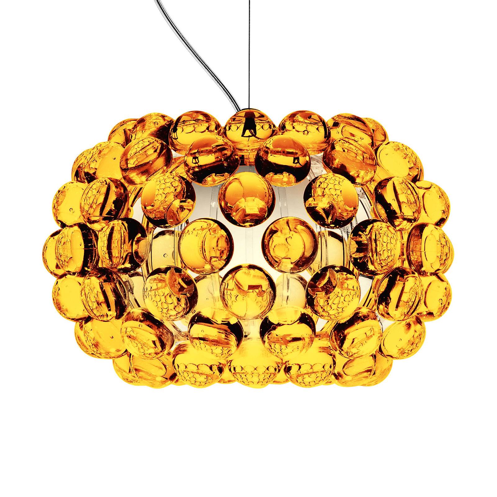 FOSCARINI Foscarini Caboche piccola hanging light gold, for Living / Dining Room, handblown glass, polymethyl methacrylate, aluminium, metal, G9, 60 W, energy efficiency: A++, H: 20 cm