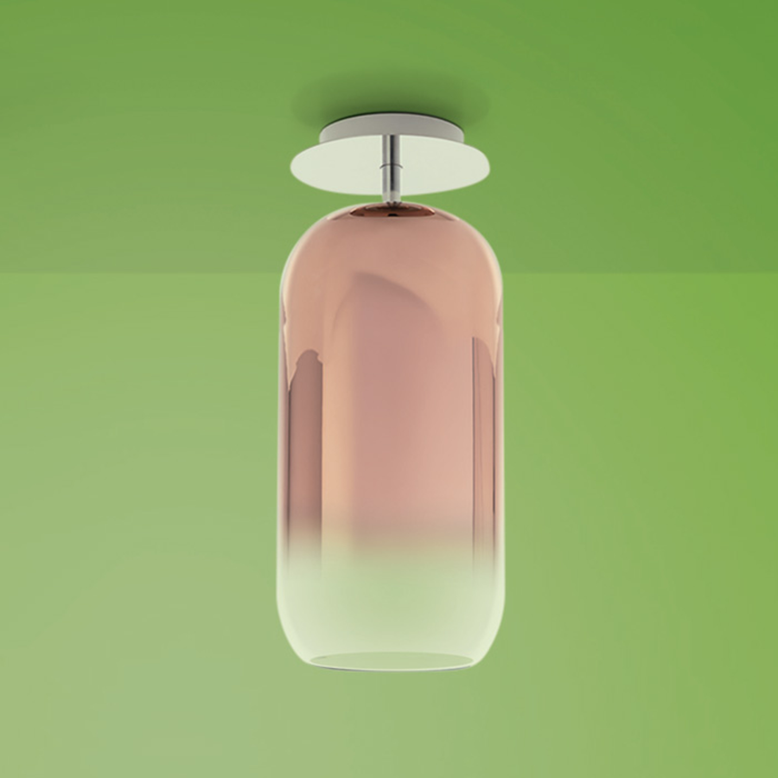 Artemide Gople Mini ceiling light, copper, for Living / Dining Room, aluminium, glass, E14, 6 W, energy efficiency: A++, H: 35 cm