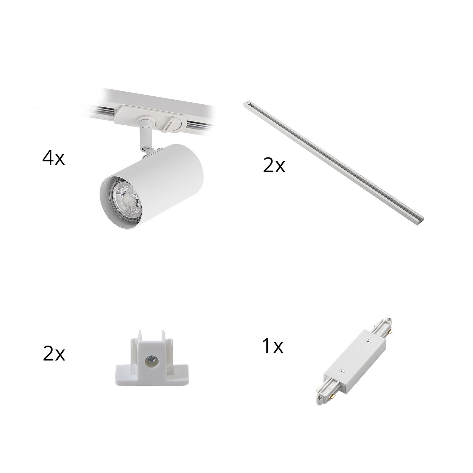 System szynowy Lindby Linaro, GU10, 4-punktowa, biały, Ø 6 cm