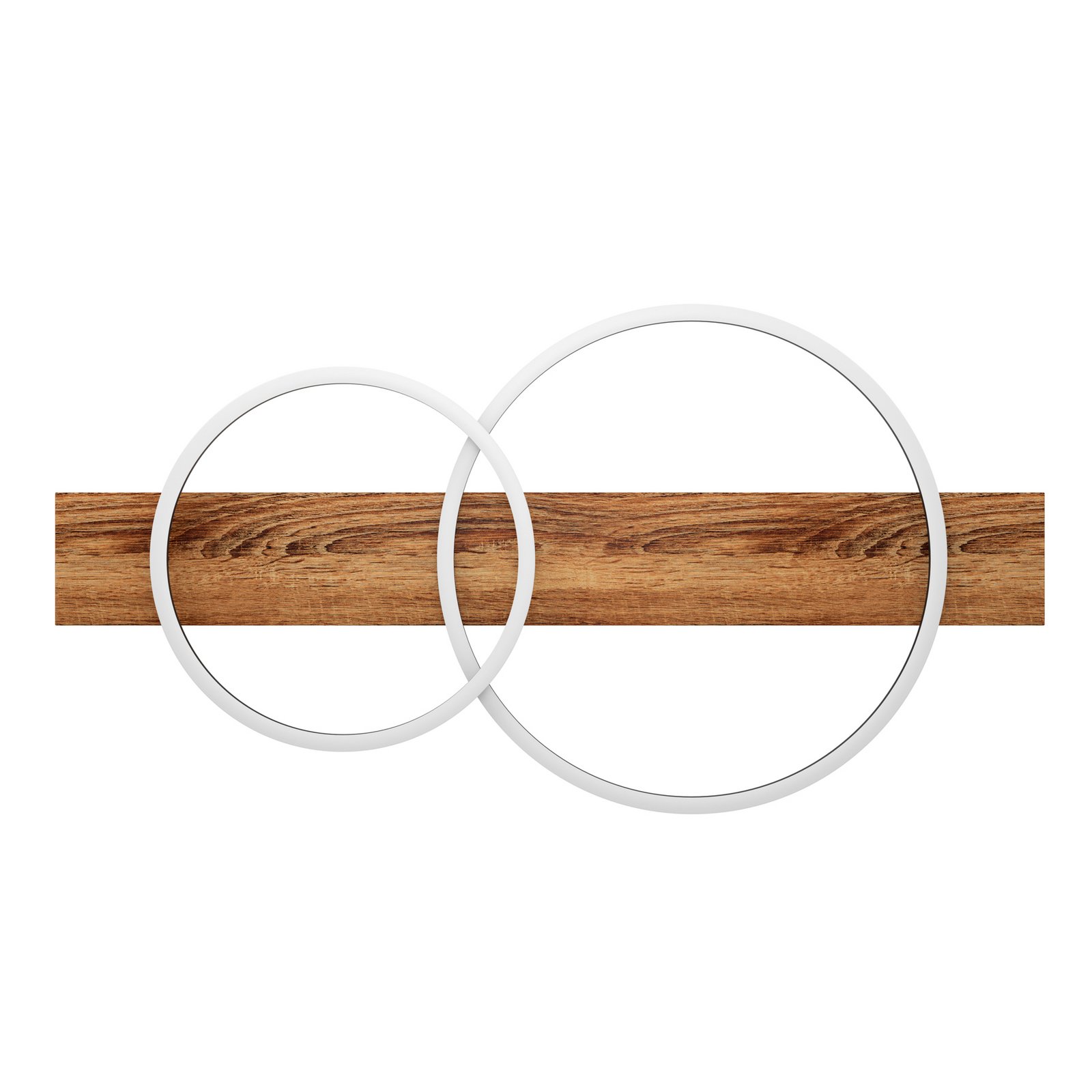 Plafonnier LED Boyal, brun, longueur 78 cm, bois, à 2 lampes.