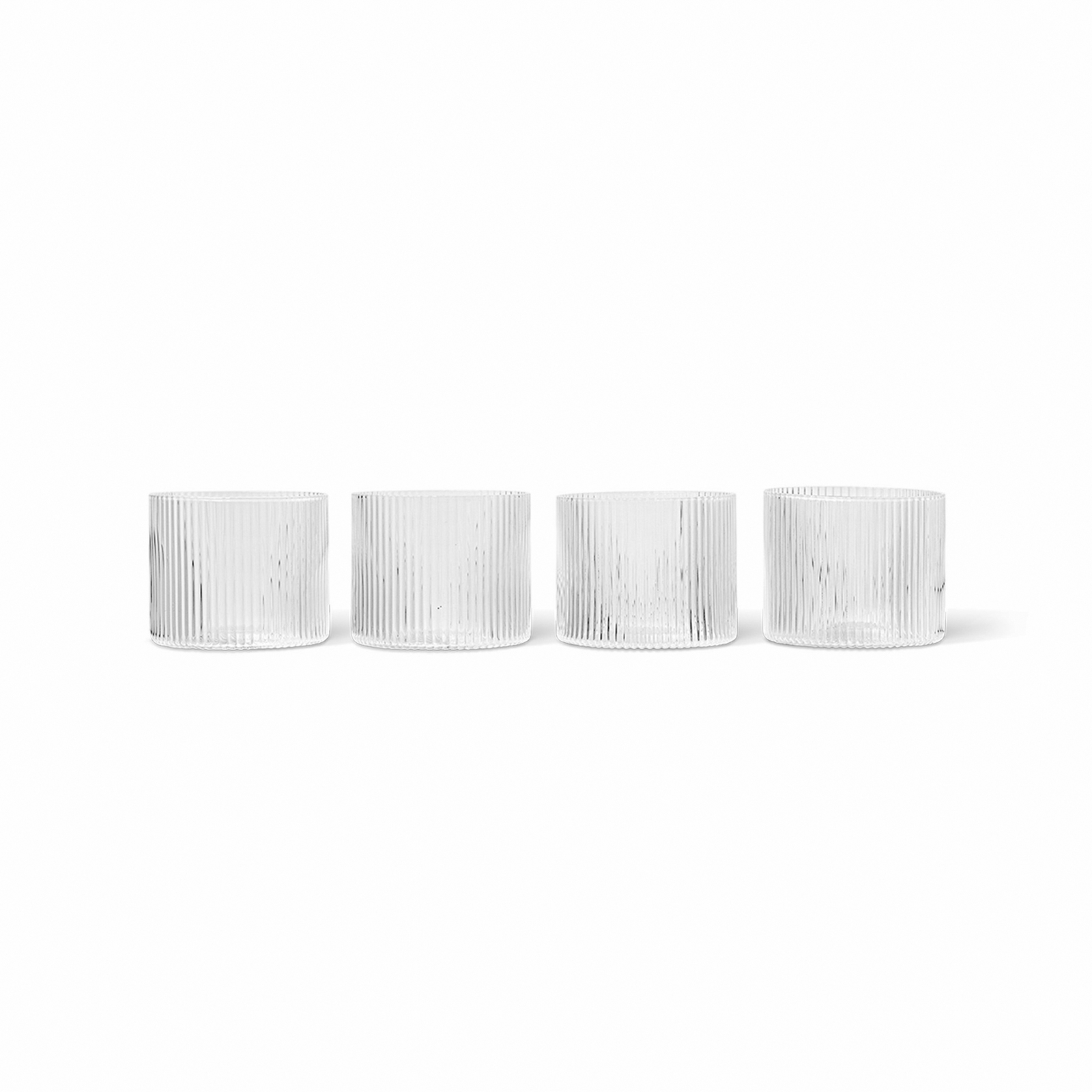 ferm LIVING Glass Ripple Low, clear, 200 ml, glass, set of 4