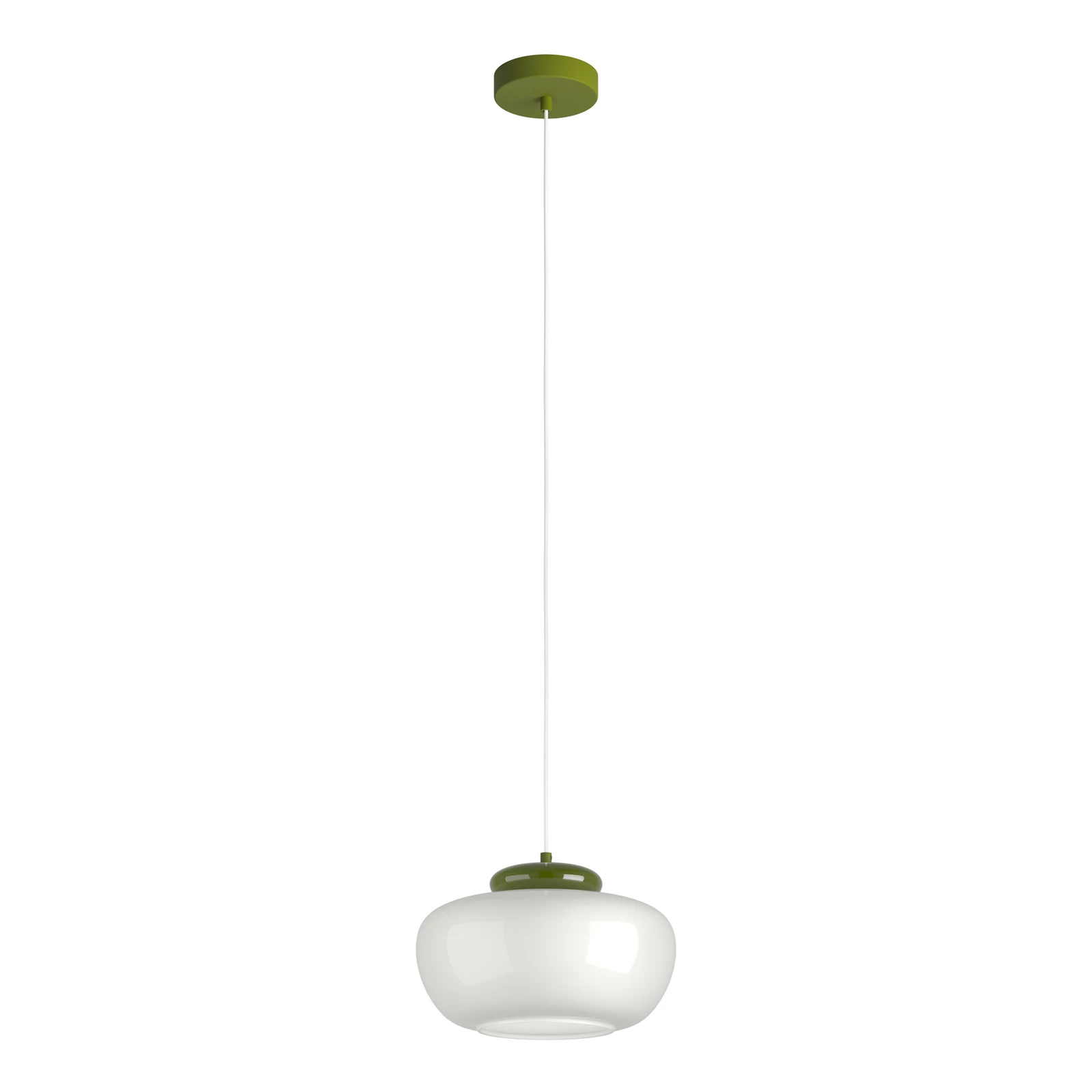 Candeeiro suspenso Berardelli, branco/verde, Ø 30 cm, vidro, E27