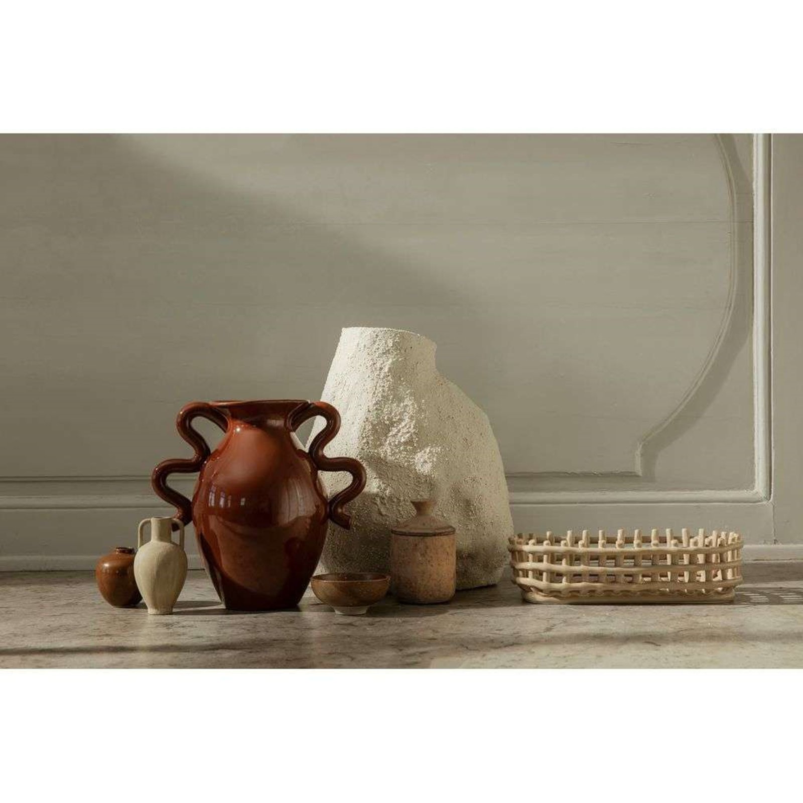 Ceramic Basket Oval Cashmere - ferm LIVING