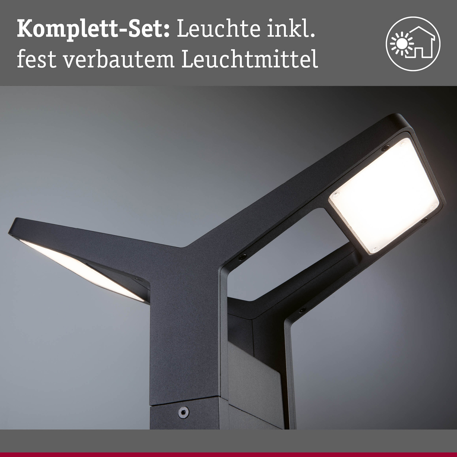 Paulmann LED-Wegeleuchte Juntea, anthrazit, Sensor, 2-fl.