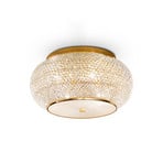 IDEAL LUX plafondlamp Pasha, goudkleurig/transparant, Ø 40 cm, glas