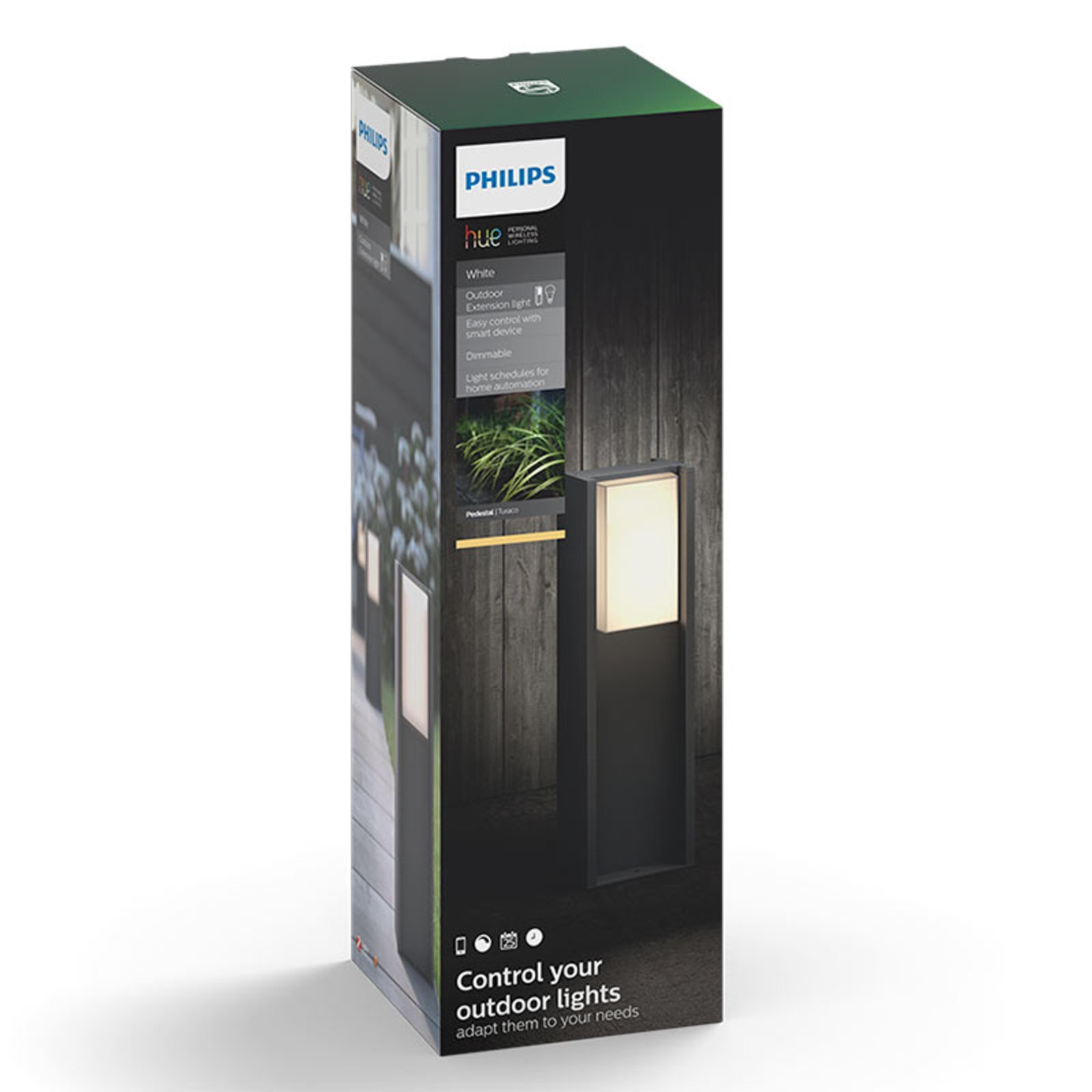 Turaco Utendørs Pullert Wide Hue White Antracit - Philips Hue
