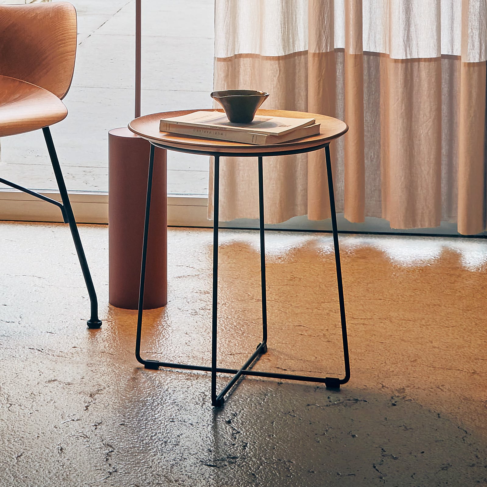 Al Wood table, dark/black wood, 46 cm, metal - Kartell