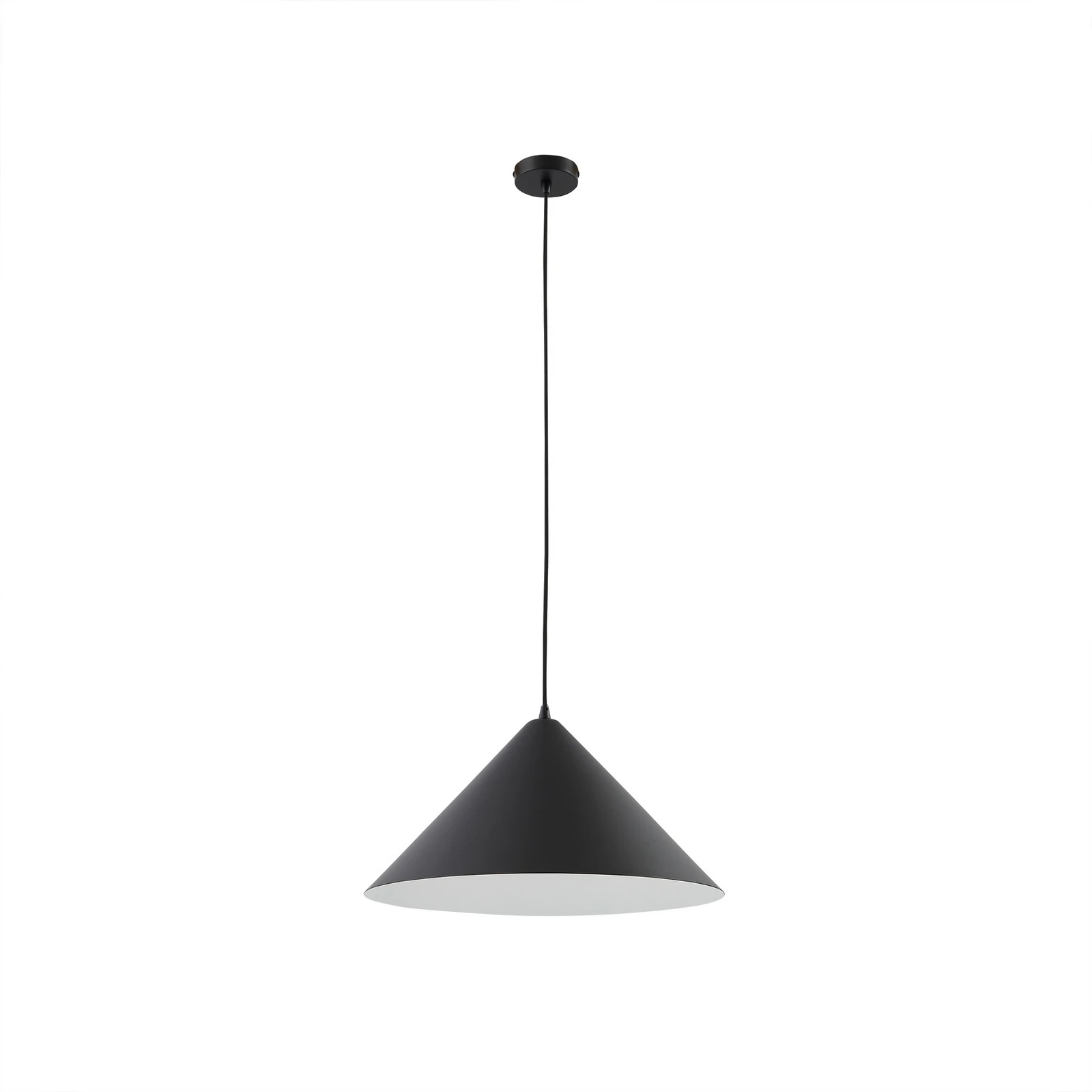 Lindby rippvalgusti Clarine, must/valge, Ø 50 cm, metall