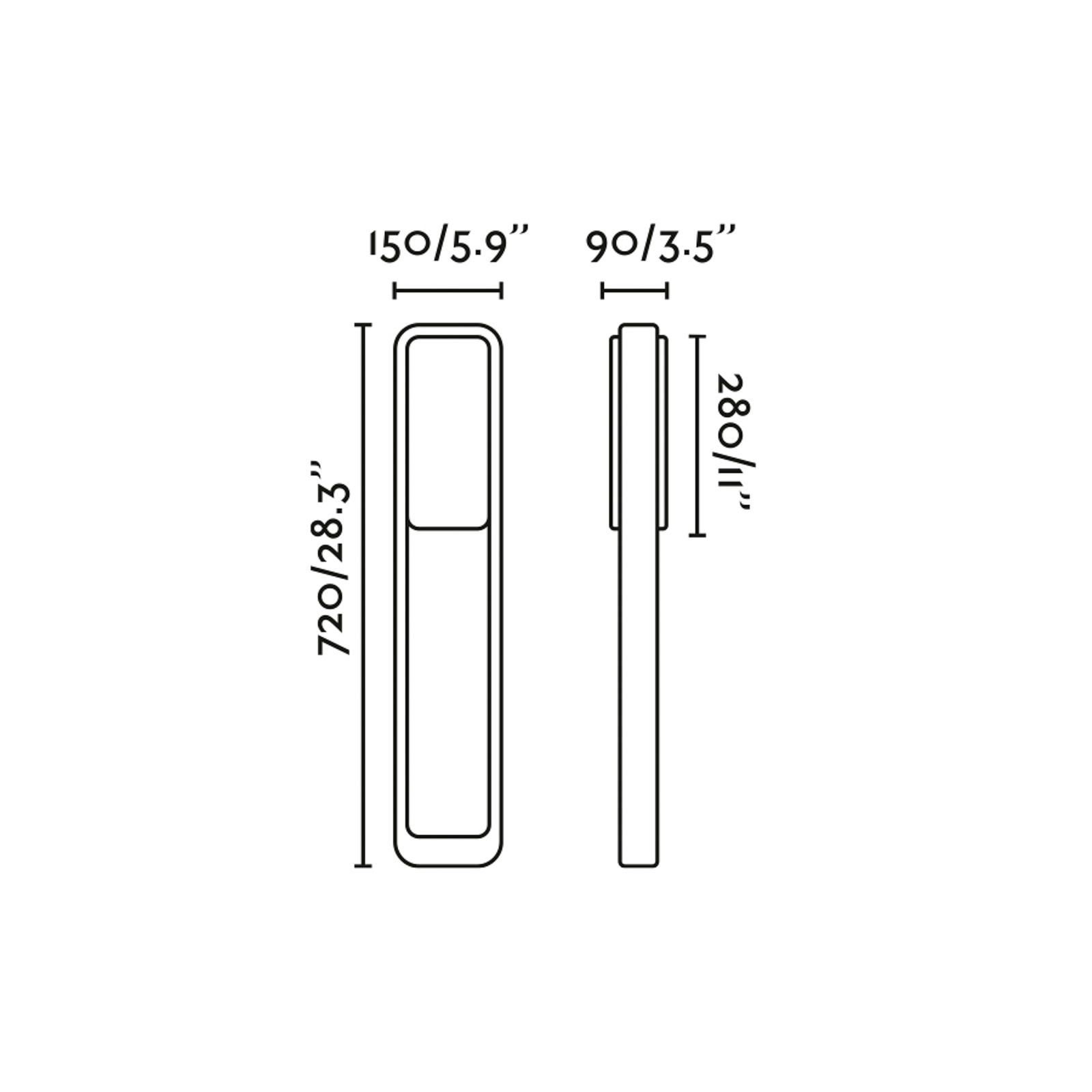 LED path light Sticker, dark grey, aluminium, height 72 cm