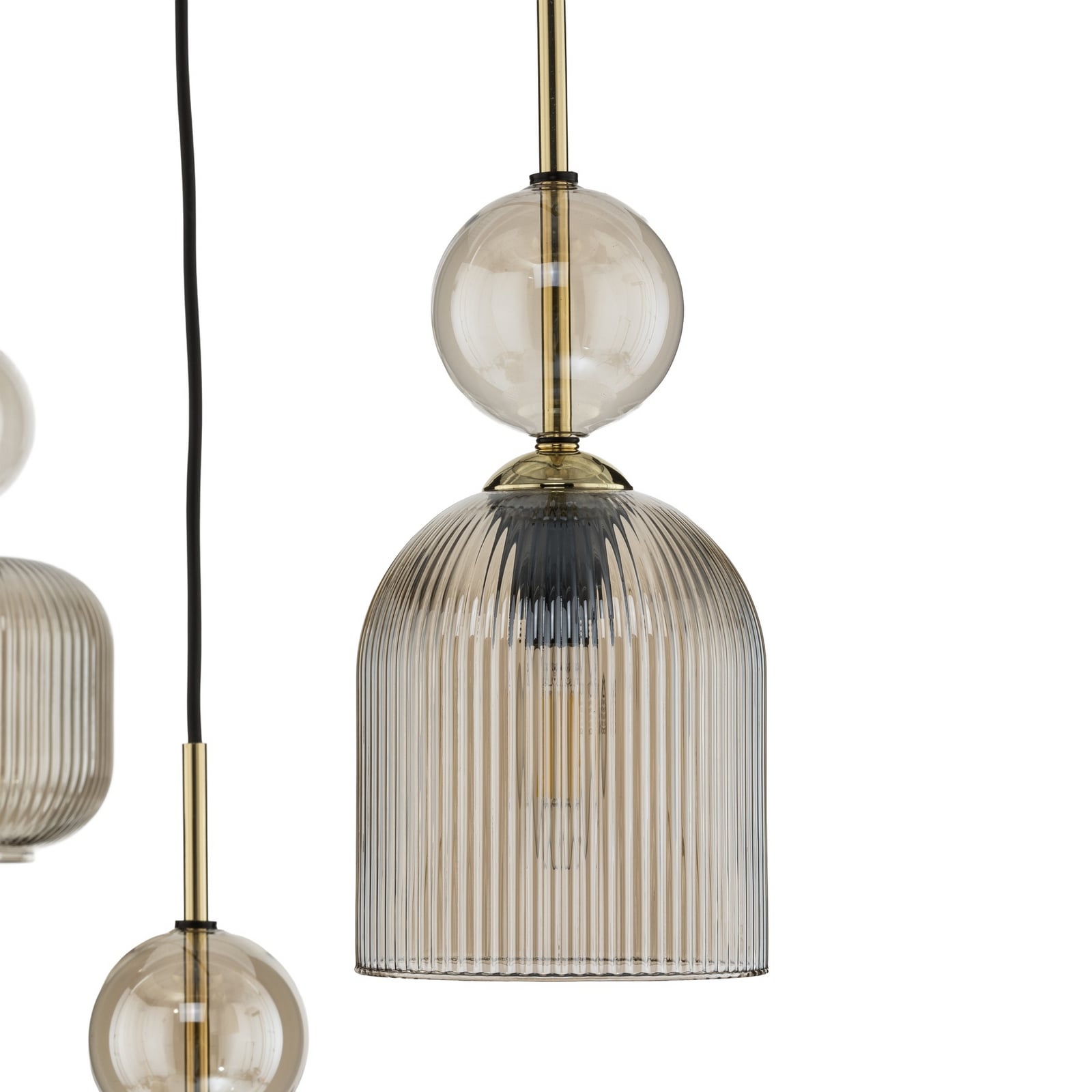 Hängelampe Sophia, 3-flammig, 65 cm, cognac/schwarz, E14 Hängelampe Sophia, 3-flammig, 65 cm, cognac/schwarz, E14