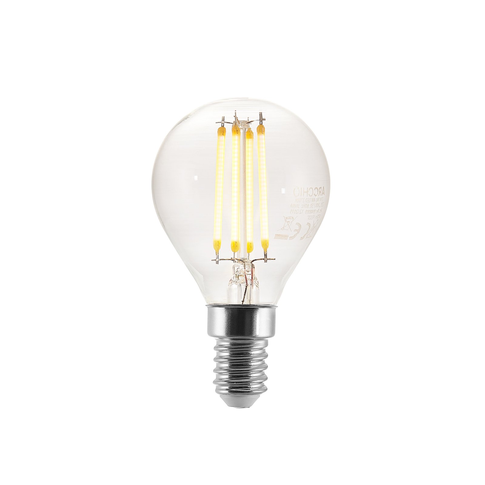 LED bulb E14 P45 4W 2,700K clear 3-step dim 2-pack