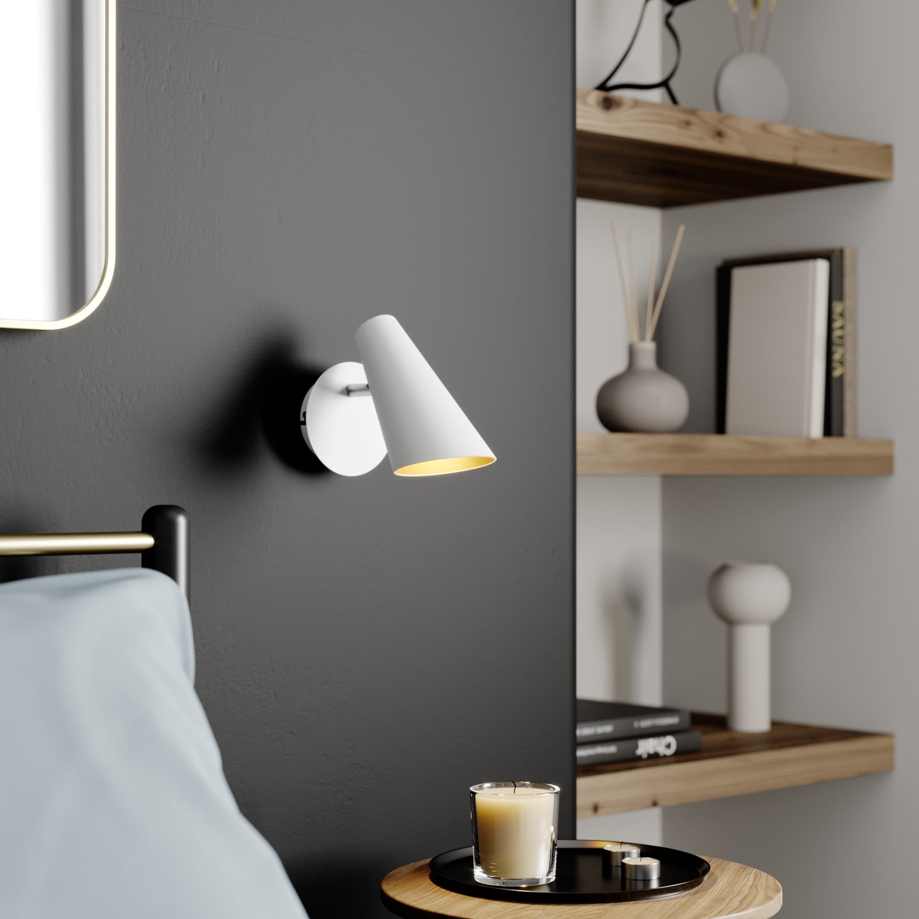 Lucande Wibke wall light in white, for Living / Dining Room, metal, GU10, 28 W, energy efficiency: A++, W: 9 cm, H: 24 cm