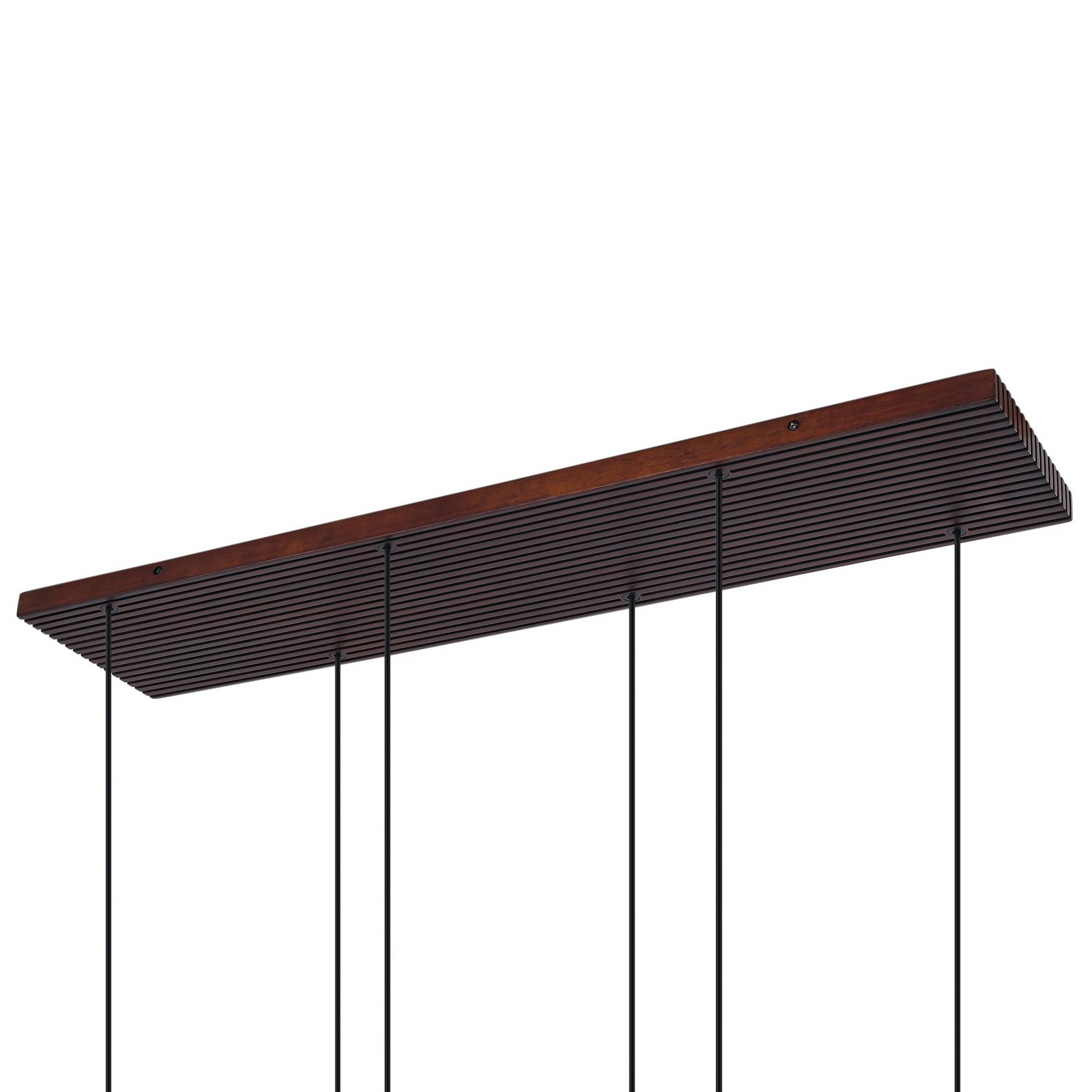Lucande Veloura pendant light, 6-bulb, 100 cm, glass, wood