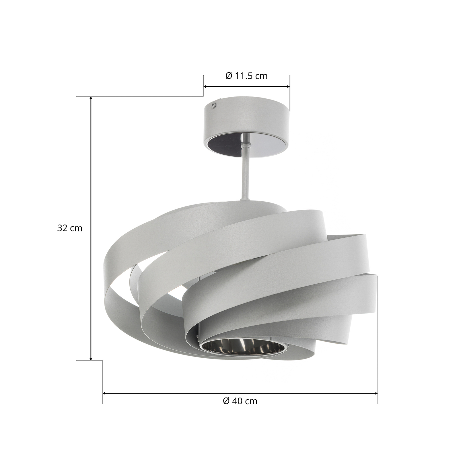 Stropní svítidlo Vento, barva hliníku, Ø 40 cm, kov