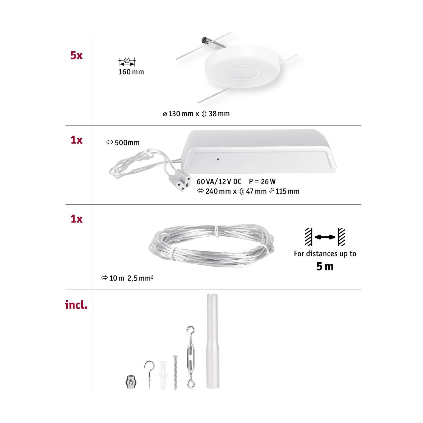 Paulmann Wire DiscLED system linkowy LED 5-pkt.