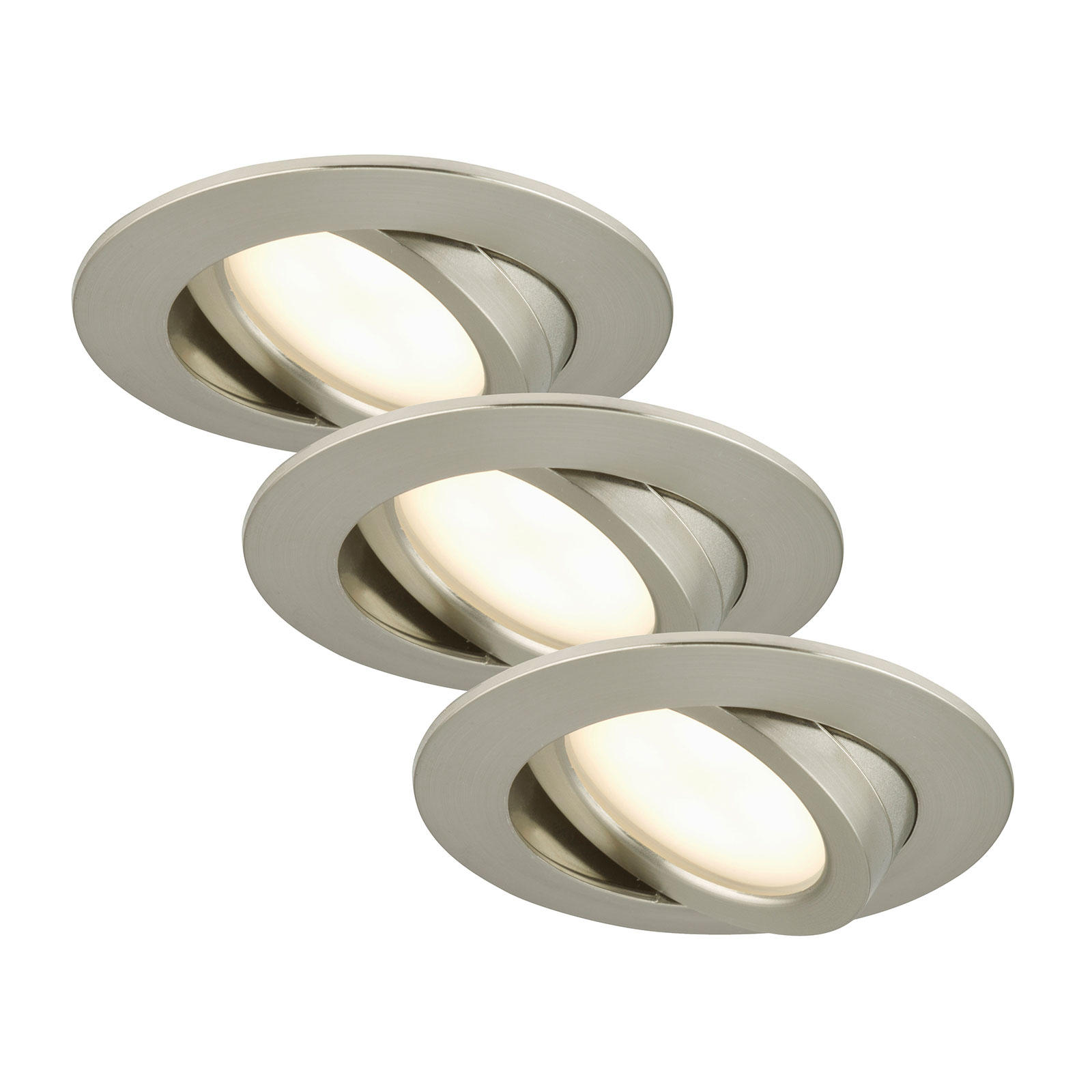 Set de 3 spots encastrés LED Bert, nickel mat