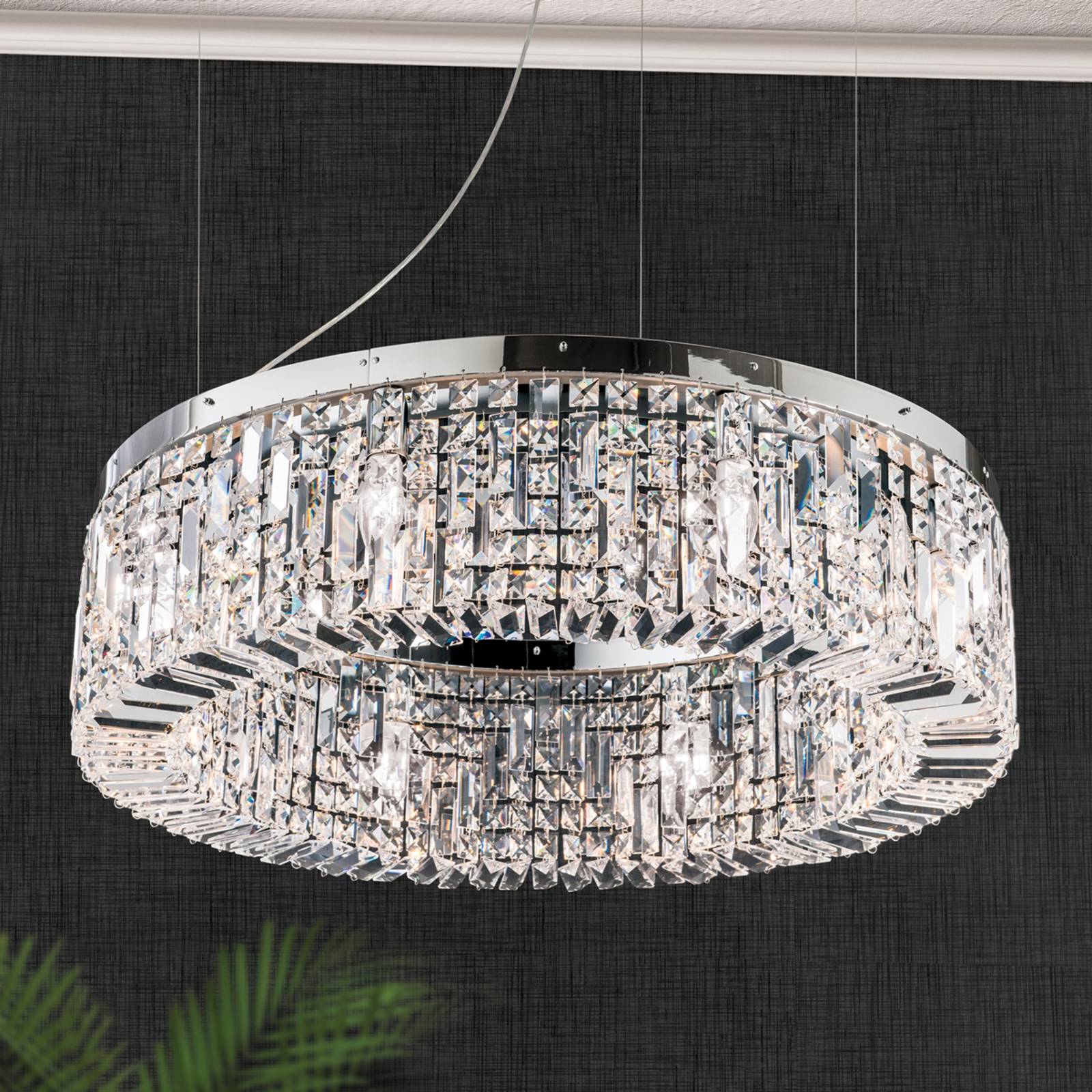 Orion Suspension cristal Ring 80 cm chromée