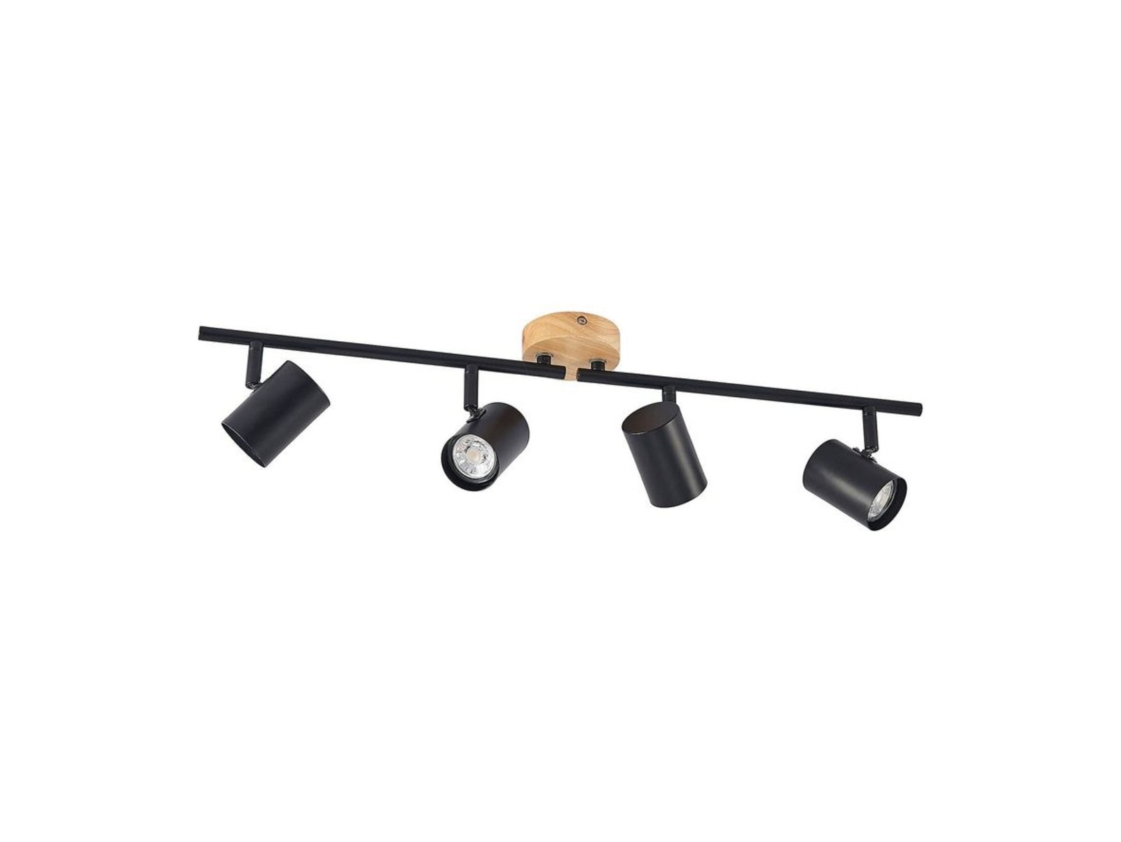 Xiomara 4 Plafond Black/Light Wood - Lindby