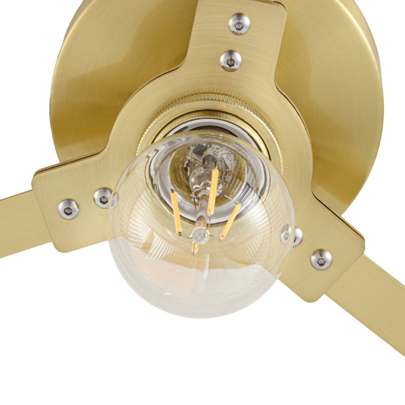 Lucande taklampe Meritt, messing/klar, Ø 25 cm, glass