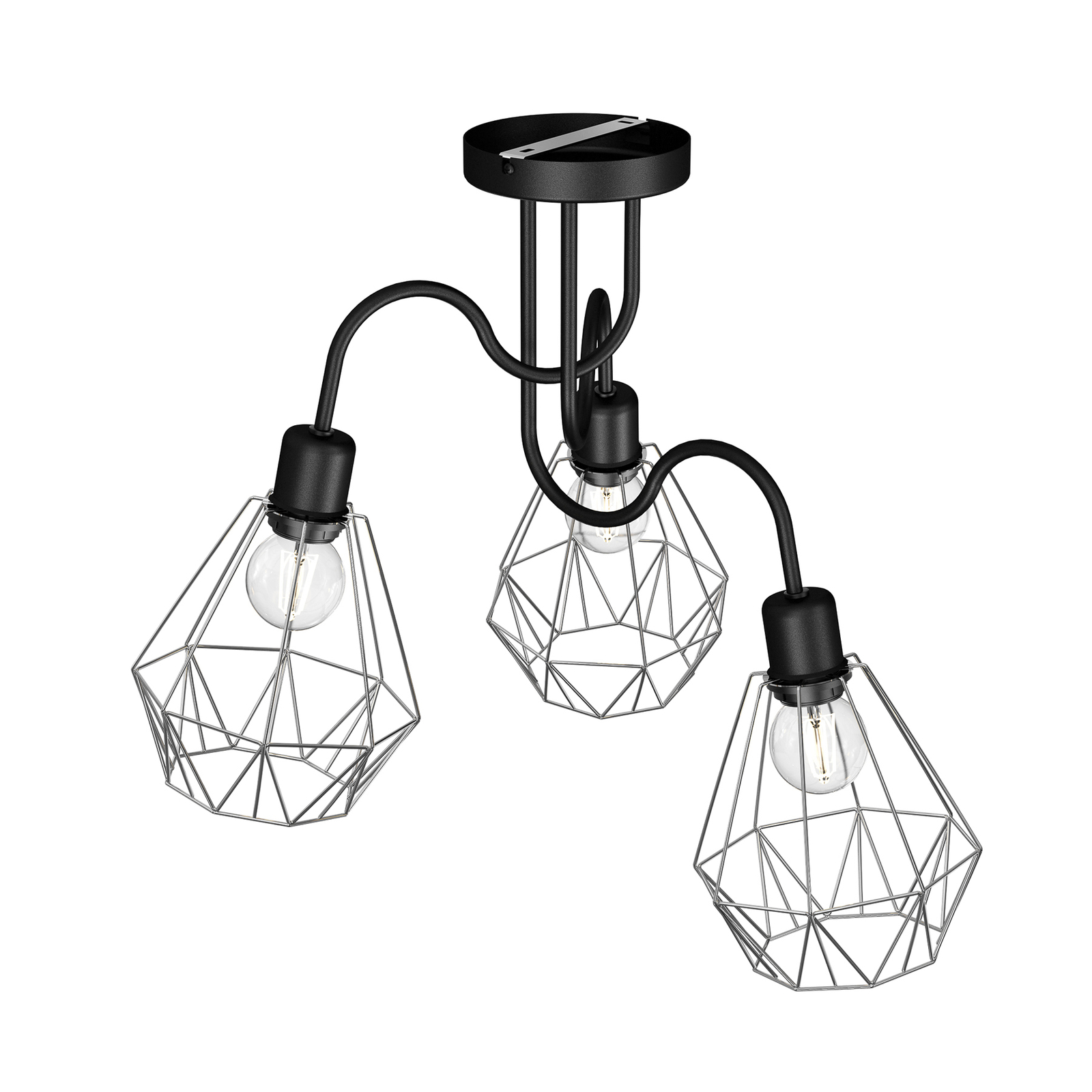 Jin plafondlamp, zwart/chroom, 3-lamps