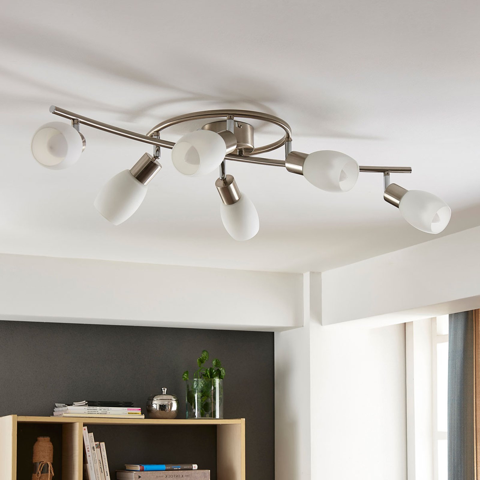 Arda Ceiling Lamp Whie/Nickel - Lindby