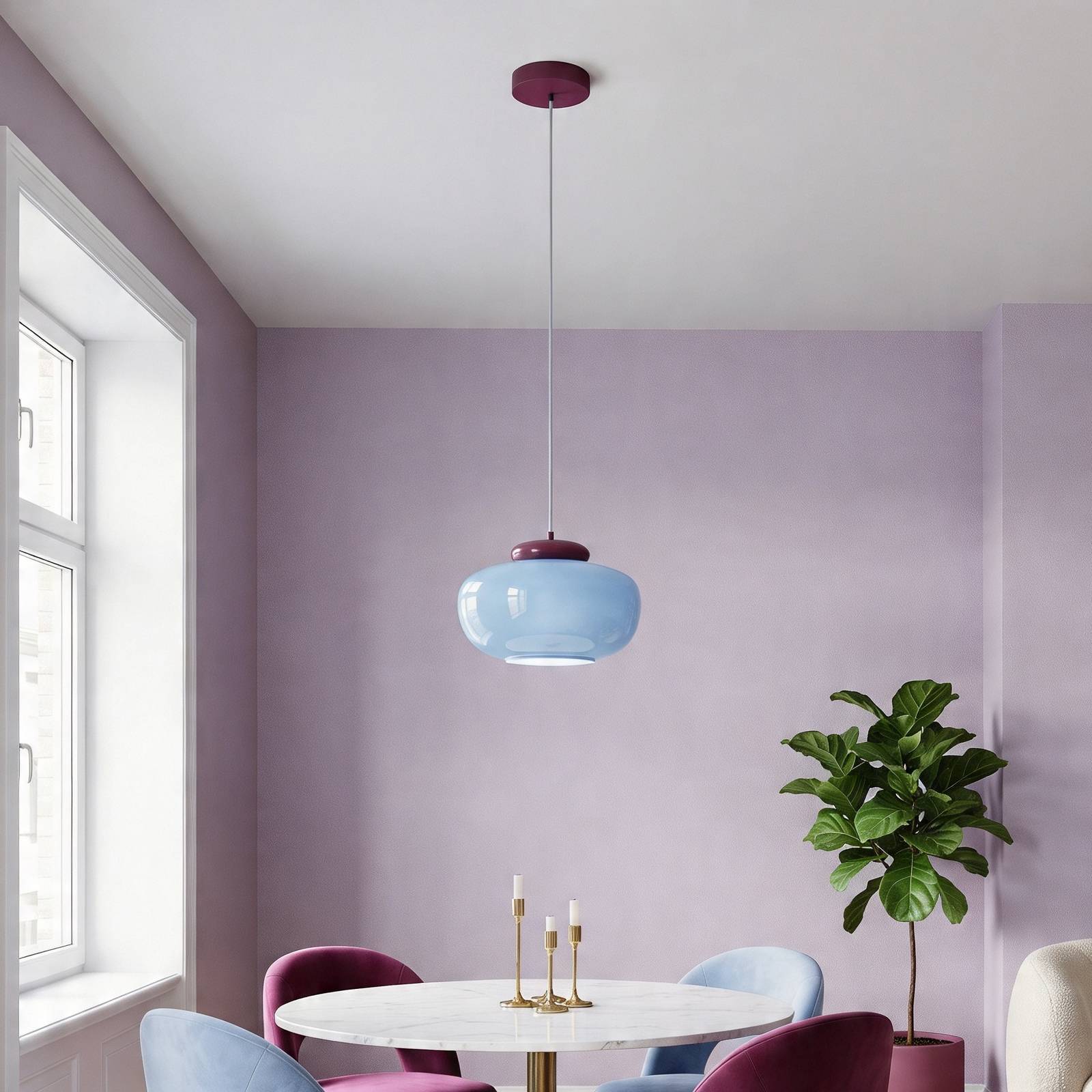 EGLO Hanglamp Berardelli, blauw/moerbei, Ø 30 cm, glas, E27