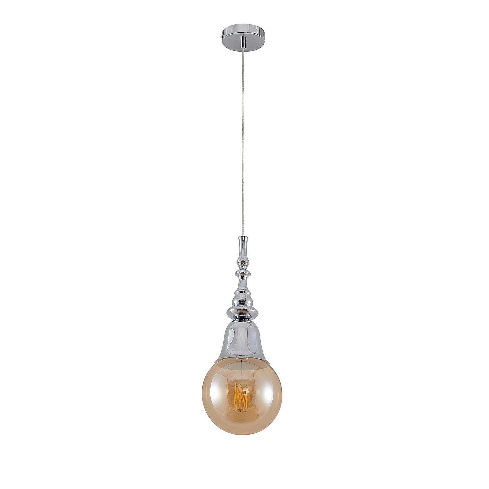 Lucande Gesja pendant, no lampshade, 1-bulb chrome, for Living / Dining Room, iron, E27, 15 W, H: 32.5 cm