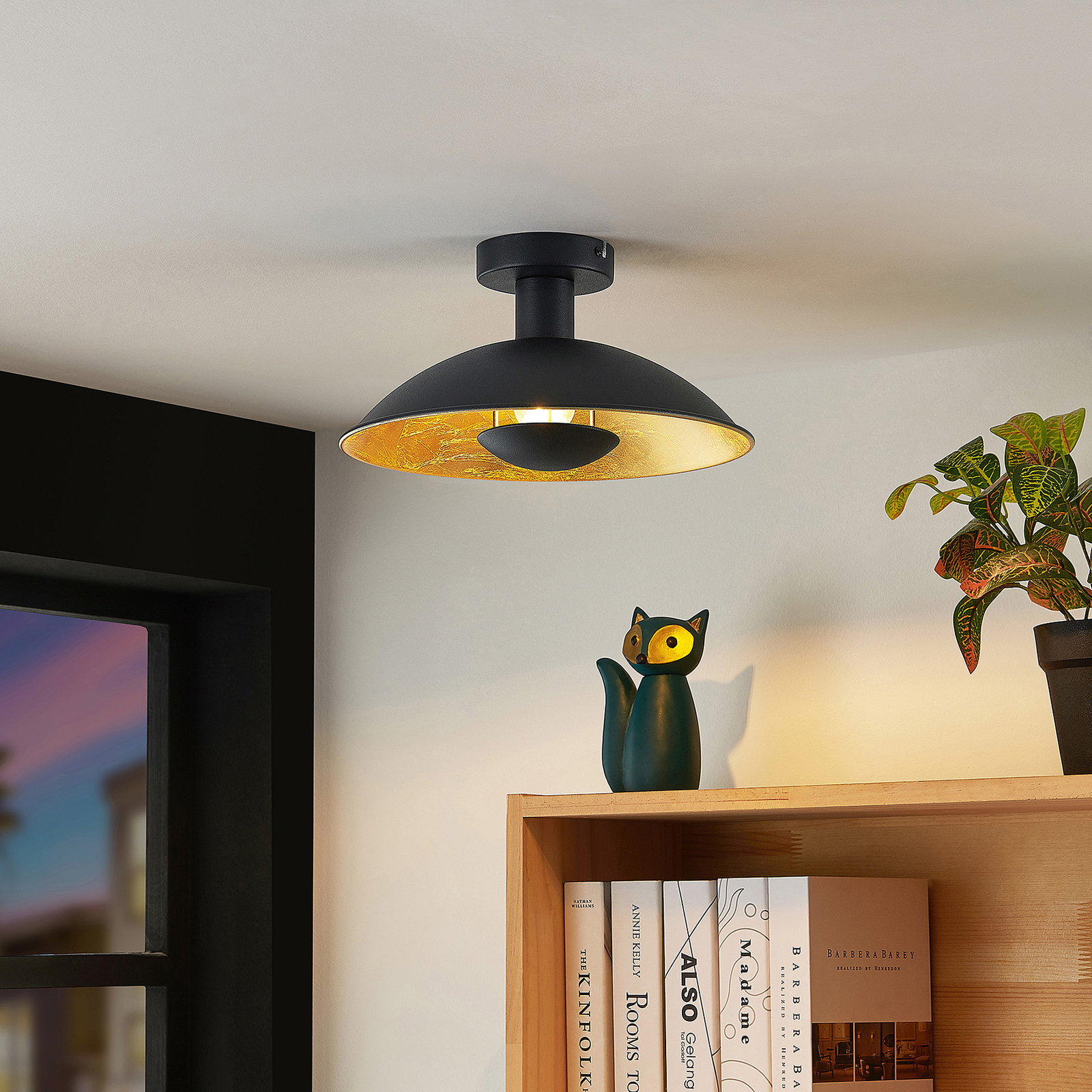 Narisara Candeeiro de Tecto Ø30 Black/Gold - Lindby