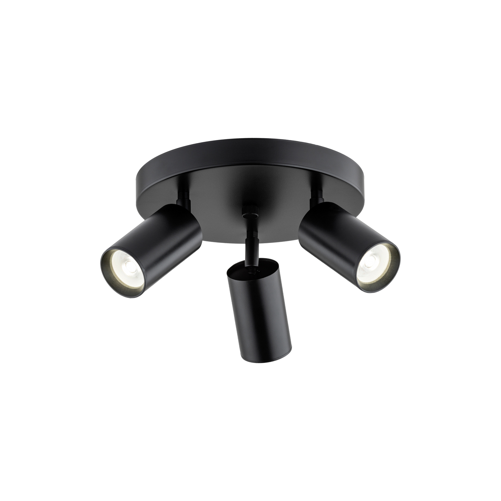 Spot pour plafond Sado noir acier ajustable à 3 lampes rond