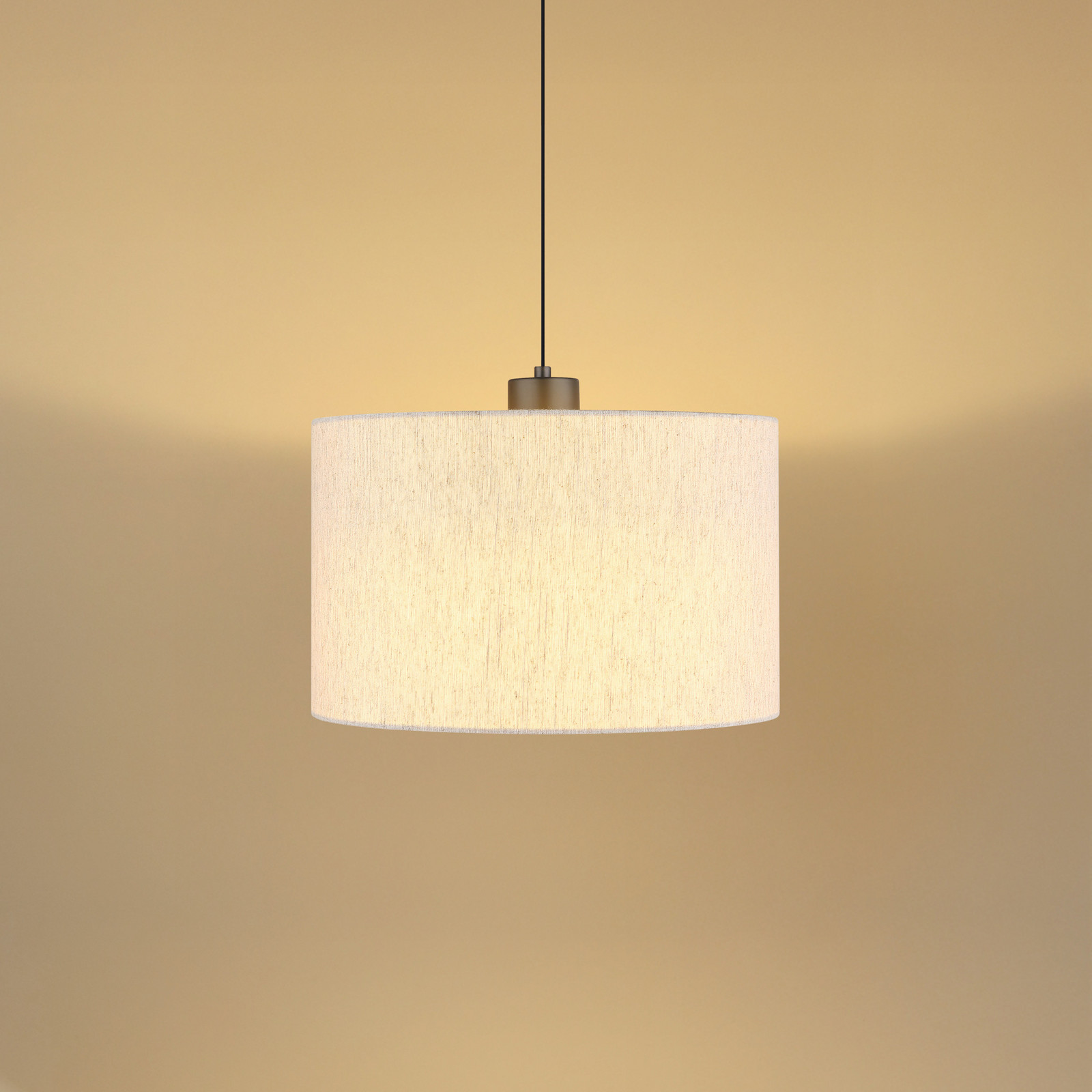 Globo Lampă suspendată LED Thea crem/negru mat pânză Ø 35 cm - Camera de zi / sufragerie - Scandinavă - crem negru mat - Țesătură / Textil