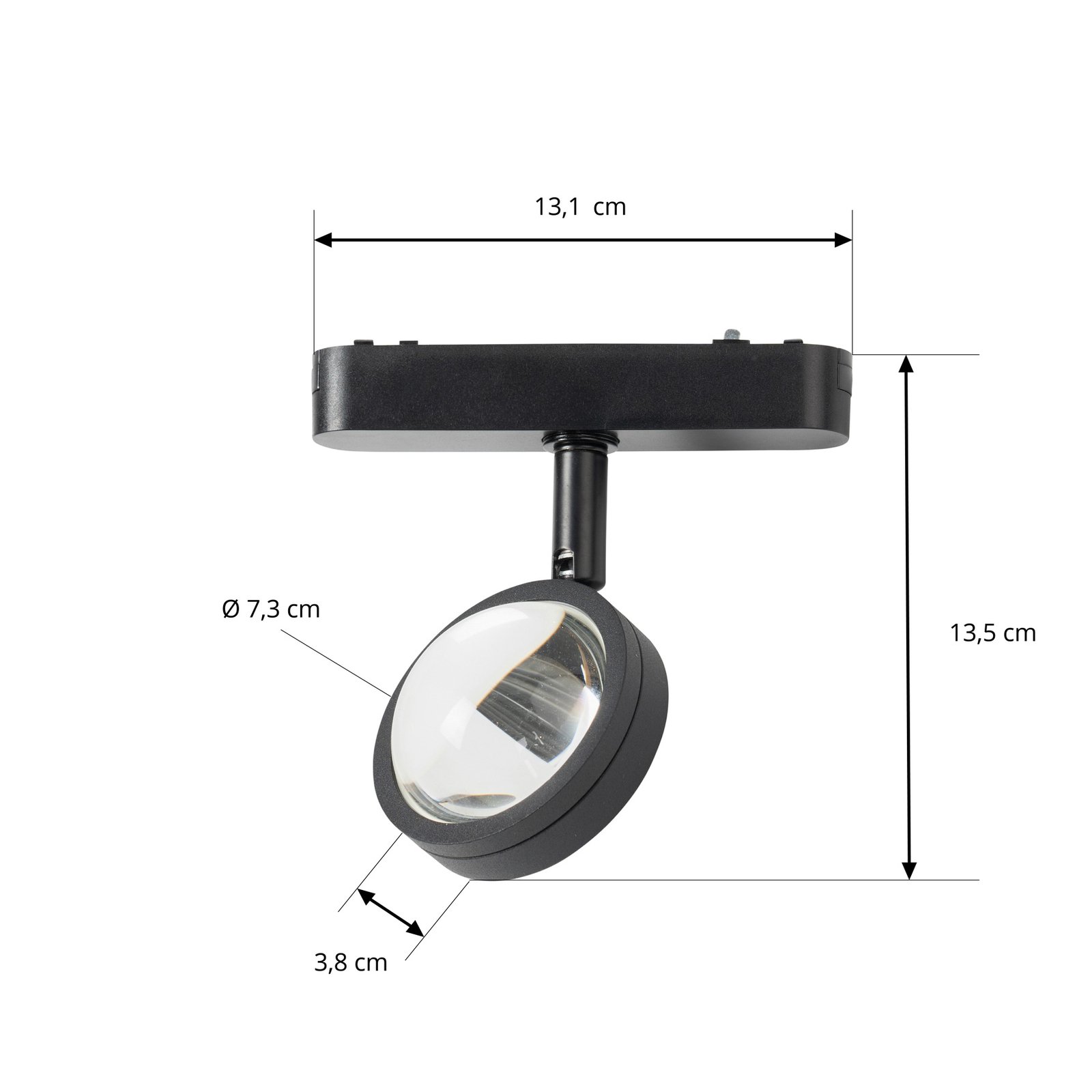 Lindby LED reflektor 48 V Lumaro, černý, Ø 7,3 cm, hliník