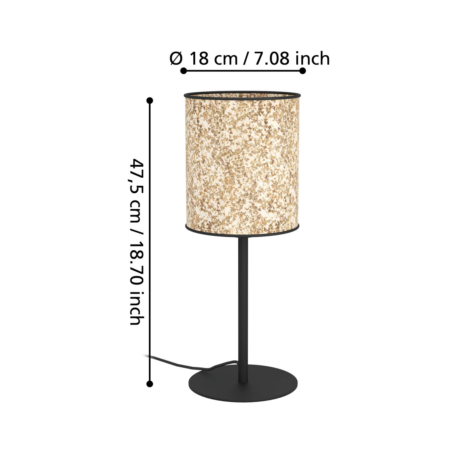 Lampe de table Butterburn, hauteur 47,5 cm, beige/vert, tissu