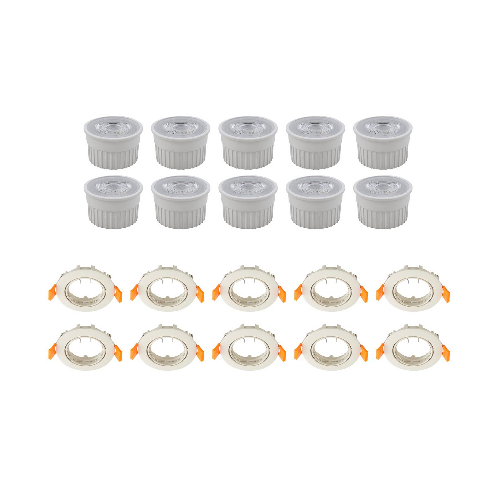 Prios Deckeneinbauspot Fibur mit LED-Modul, beige, 10er Set