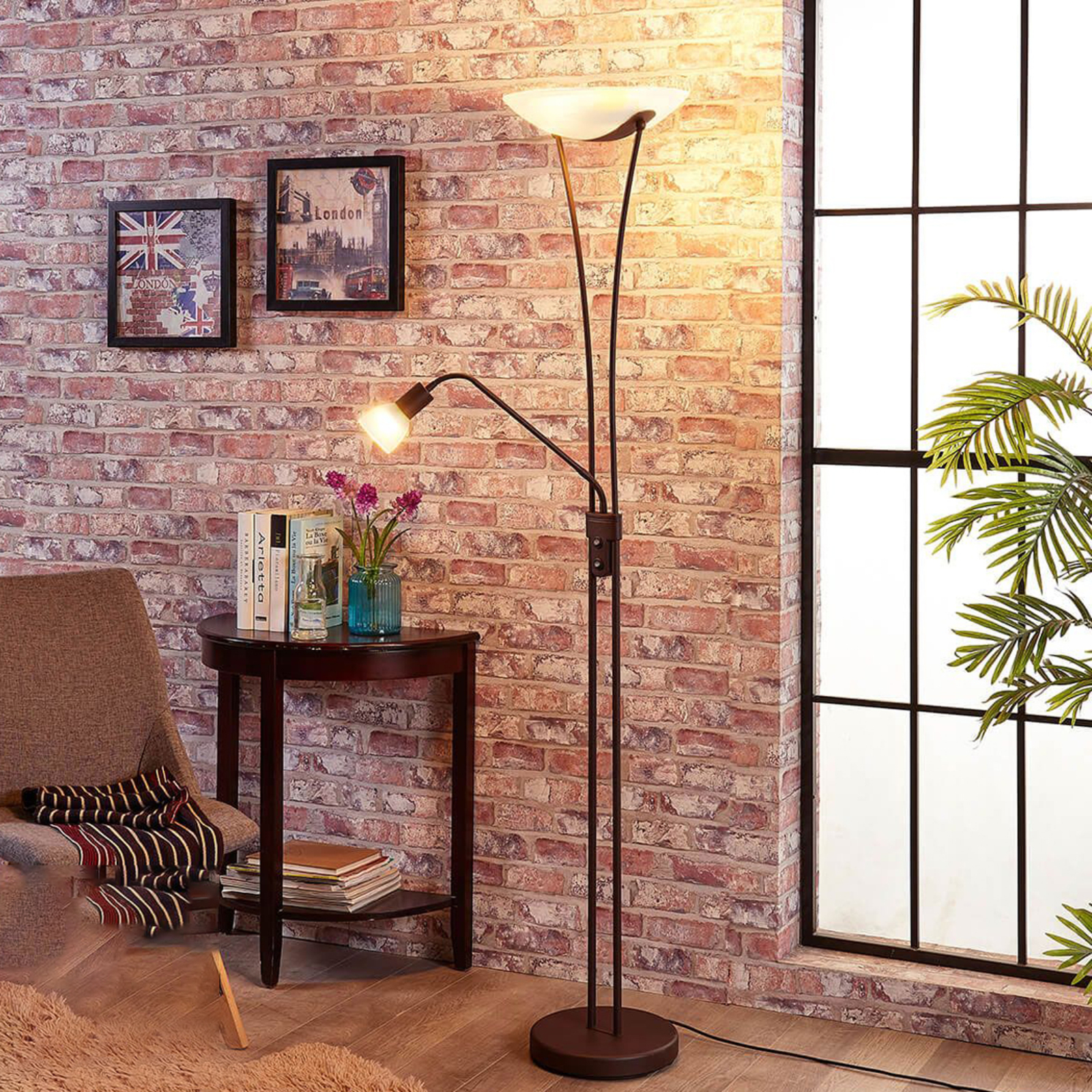 Lámpara de pared marrón g9 vidrio mediterránea LED blanco cálido
