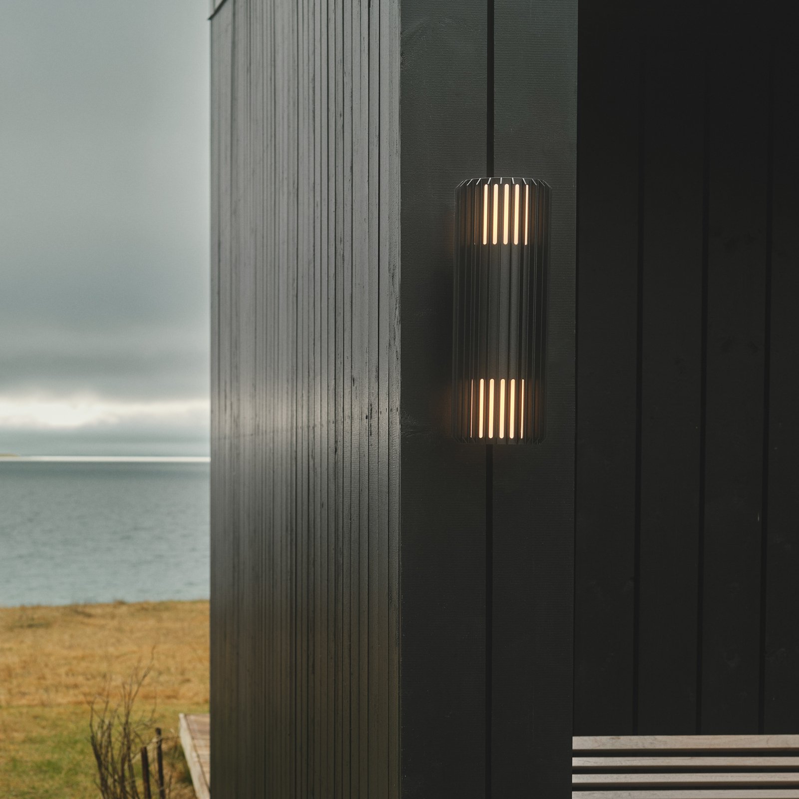 Outdoor wall light Aludra Double Seaside, aluminium, black