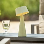 Lampa stołowa LED Solino, zielona, zasilanie słoneczne/USB, 26 cm, IP44