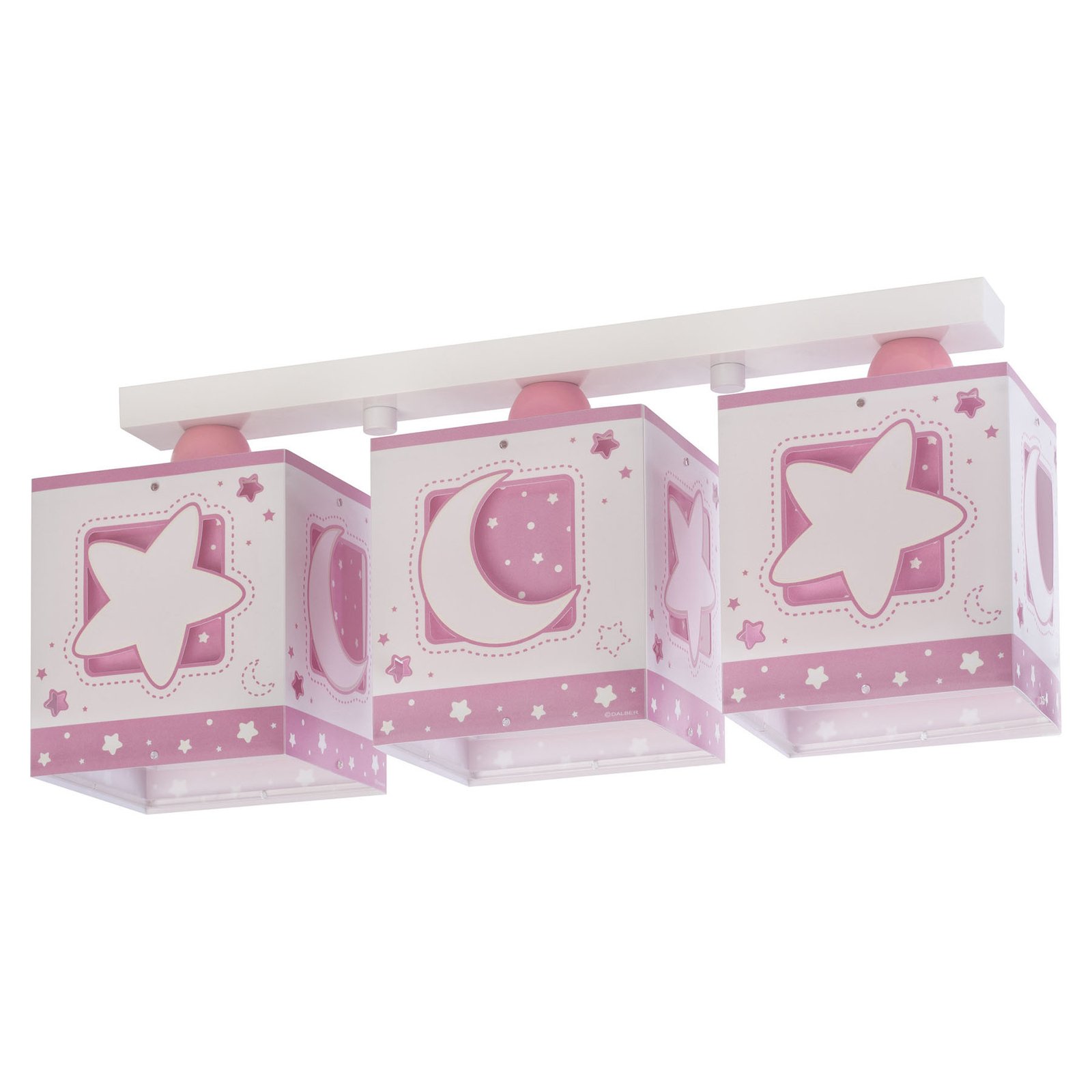 Plafonnier pour enfants Moonlight, 3 lampes, rose