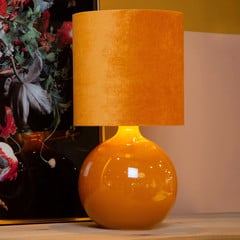 Esterad bordlampe, okker, Ø 24 cm, højde 47 cm, glas