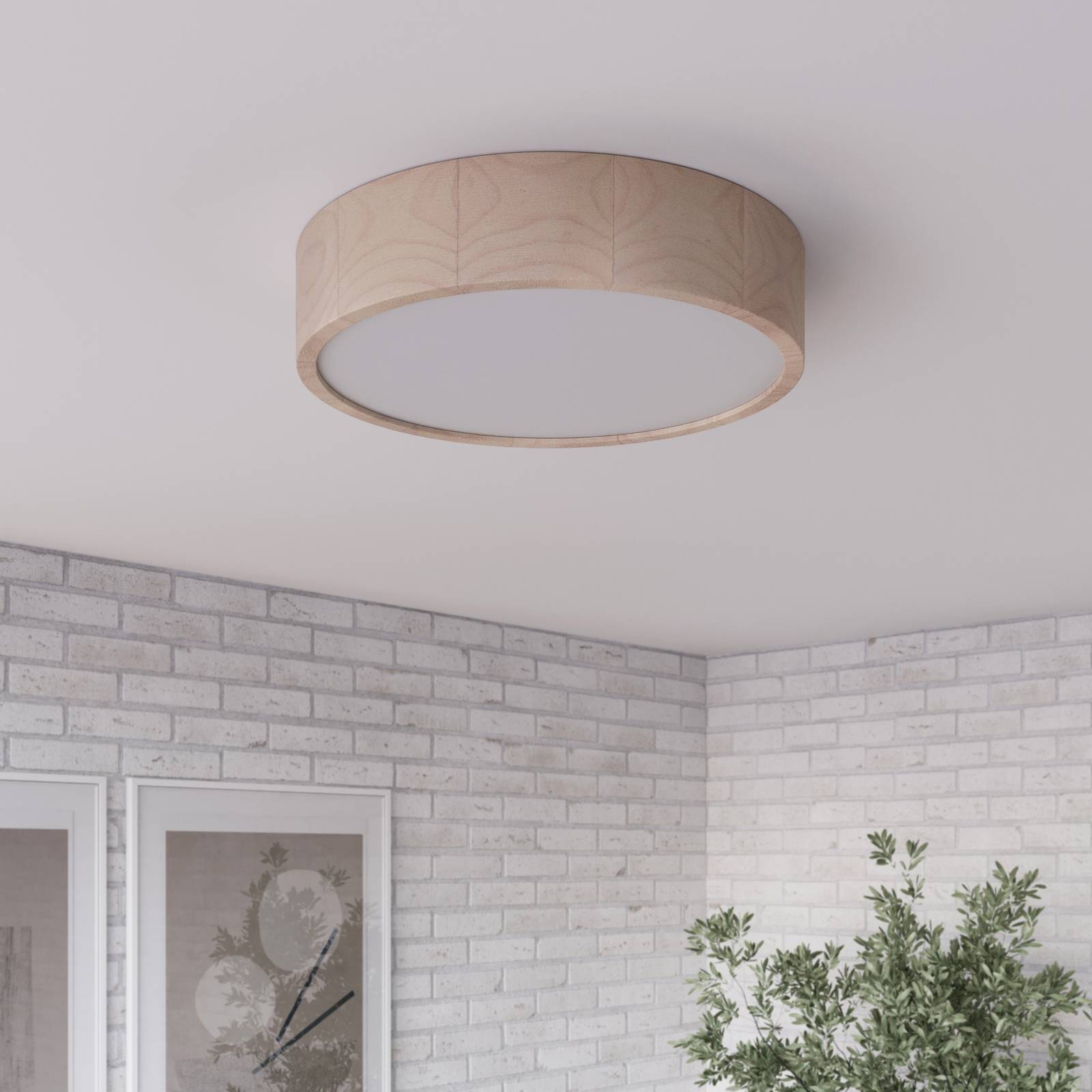 Envostar Kerio lampa sufitowa, Ø 37 cm, sosna naturalna