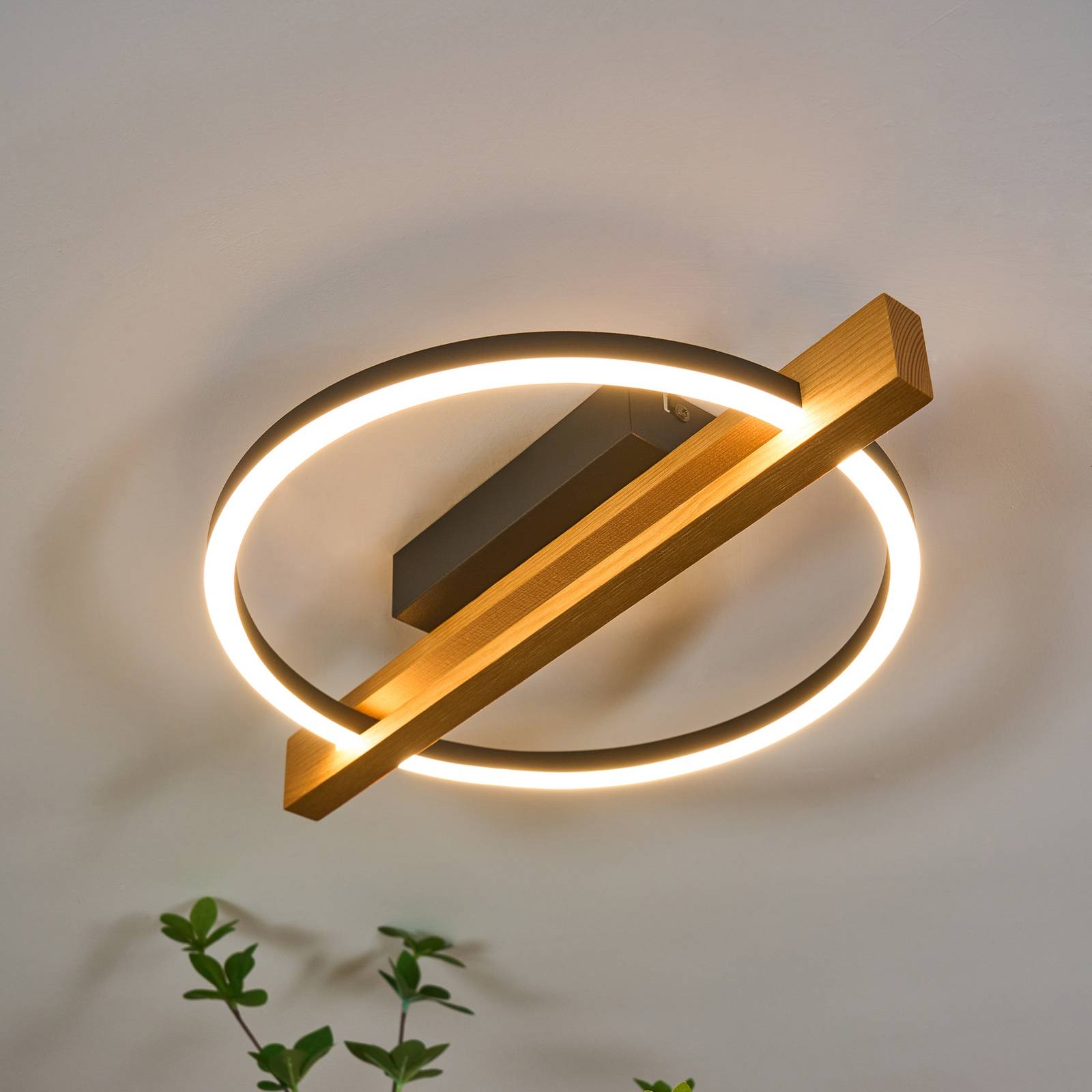 Eco-Light Plafonnier LED Tovak pin longueur 39 cm bois